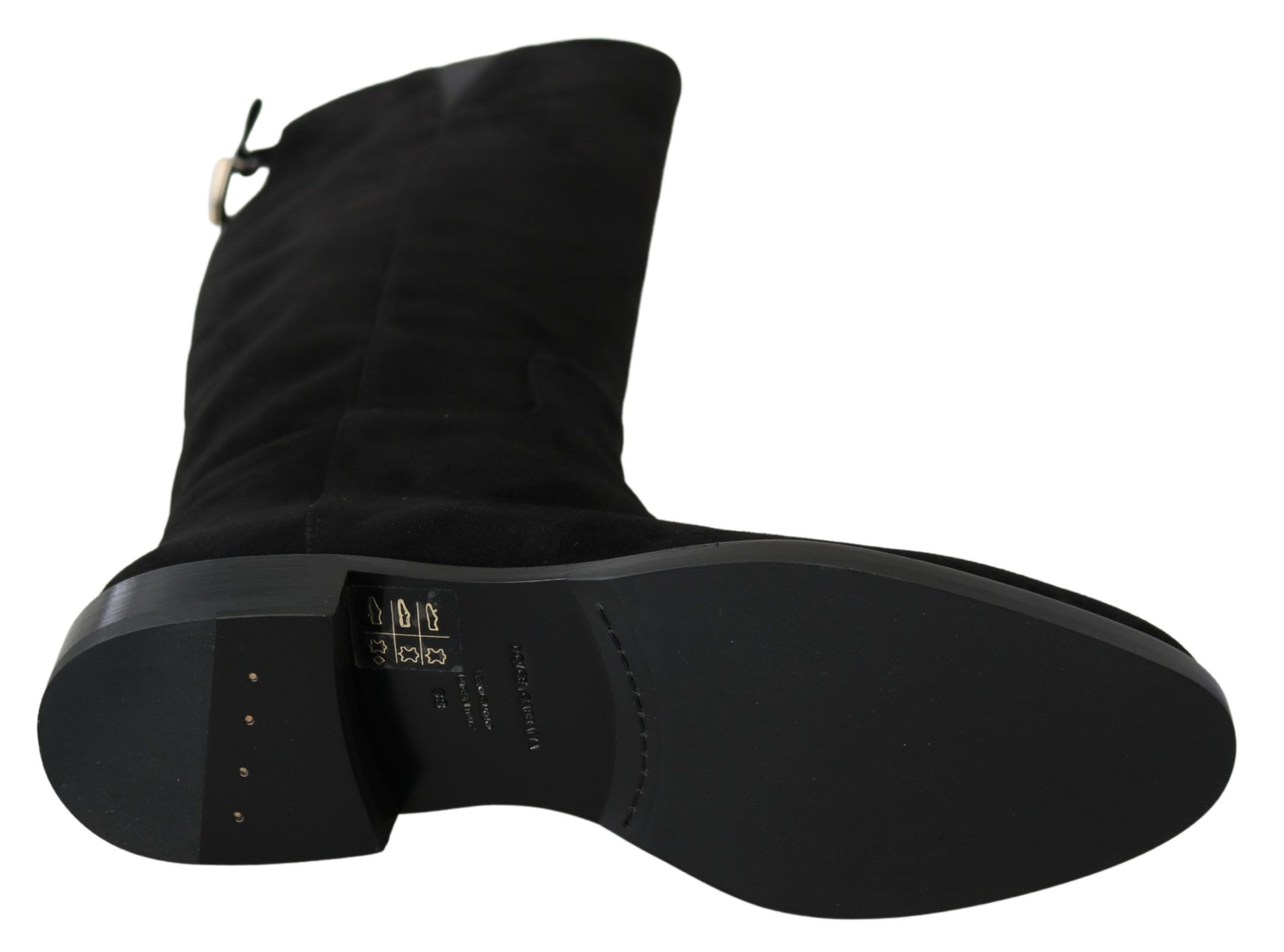 Elegant Black Suede Knee High Boots
