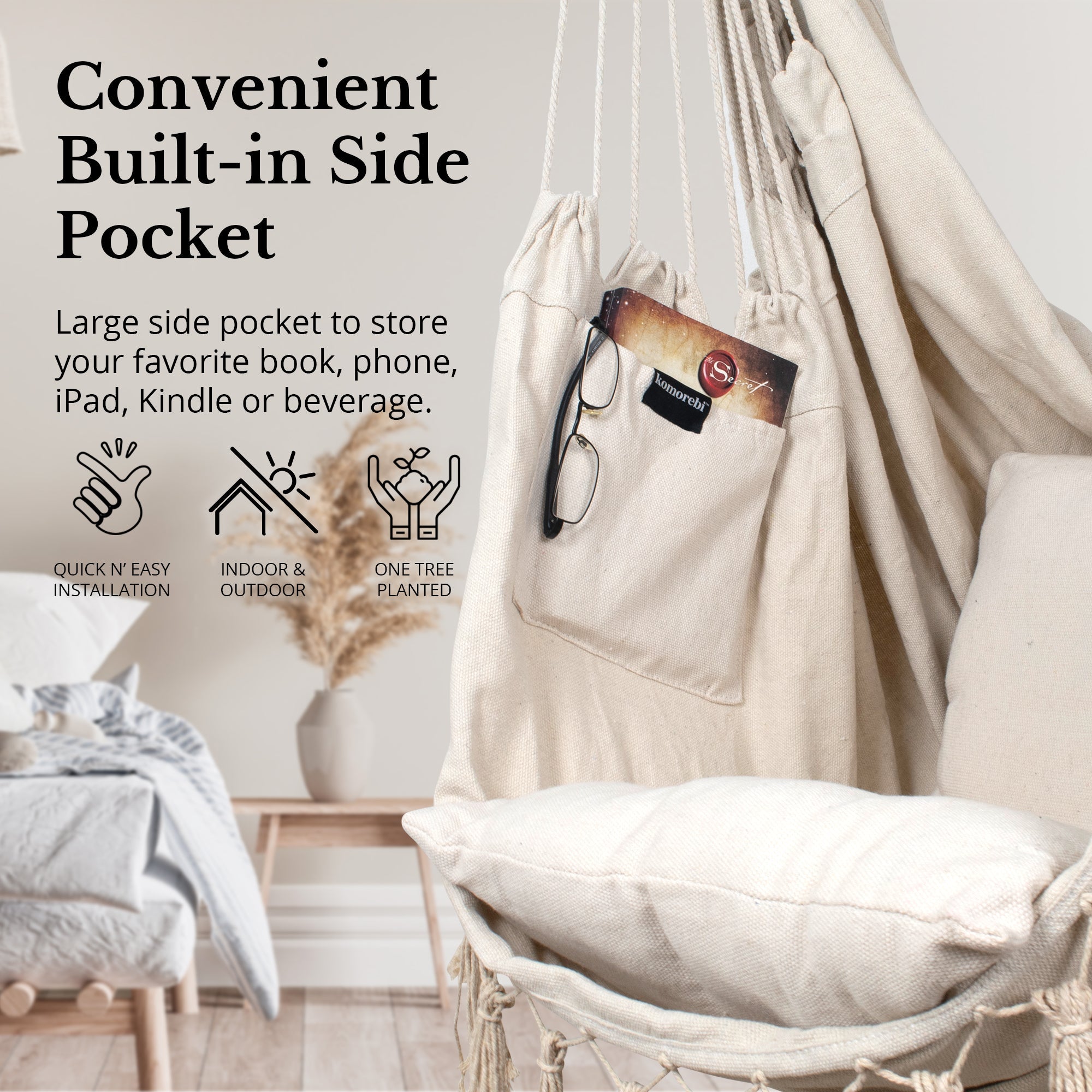 Buy Hanging Hammock Chair (Ivory) by Komorebi