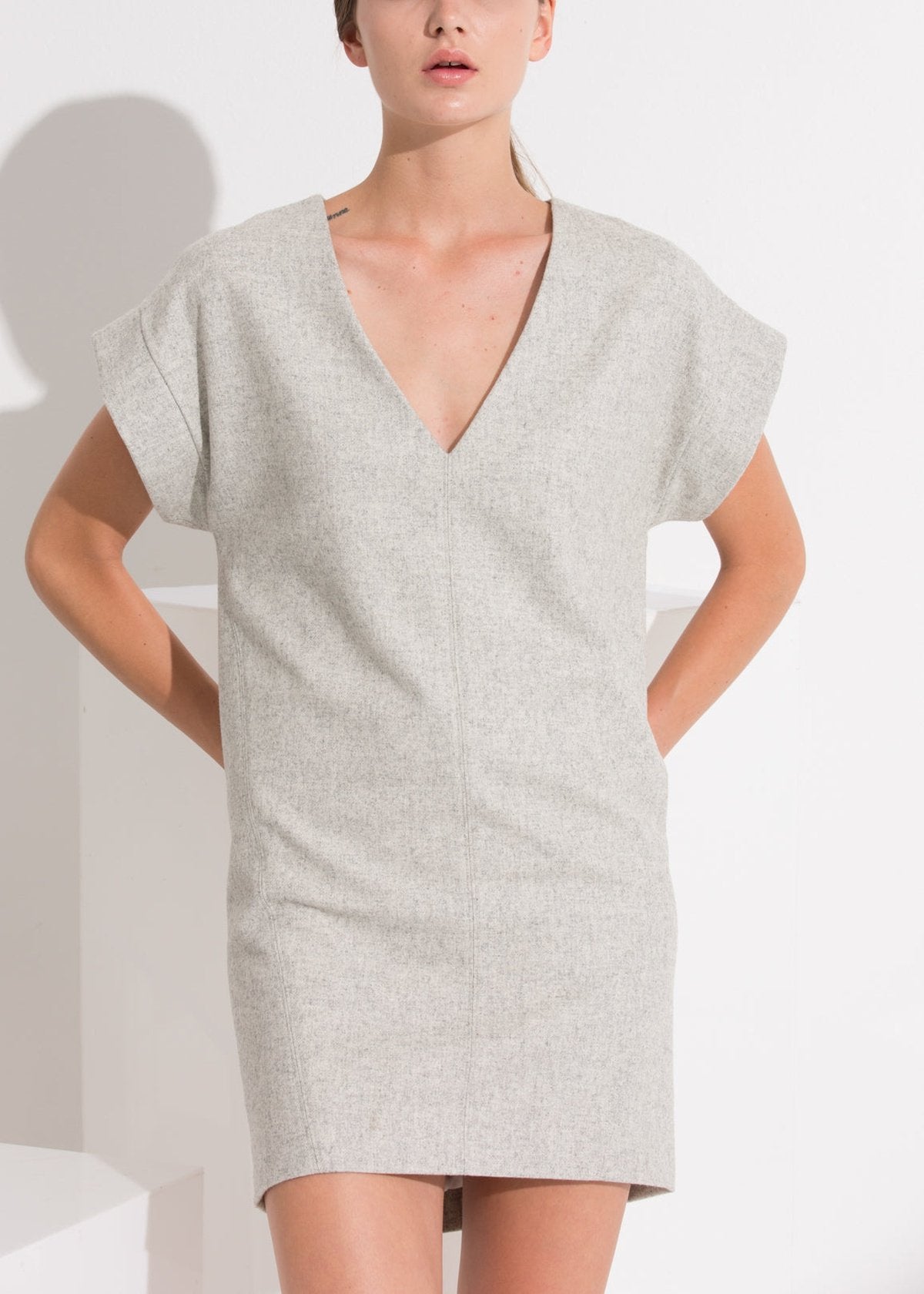 Casual Heather Grey V-Neck Dress