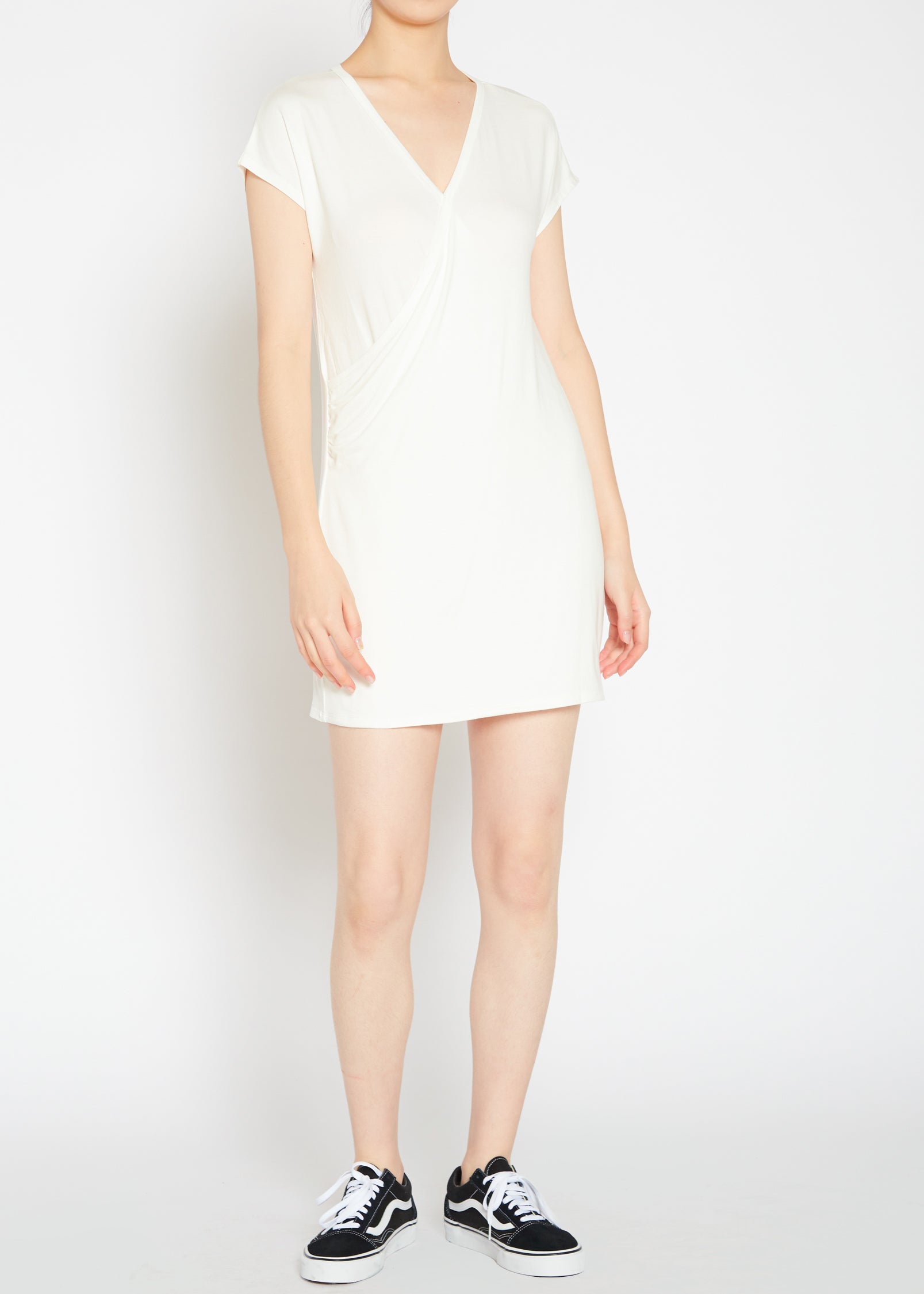 Buy Basic V-Neck Mini Wrap Dress by Shop at Konus