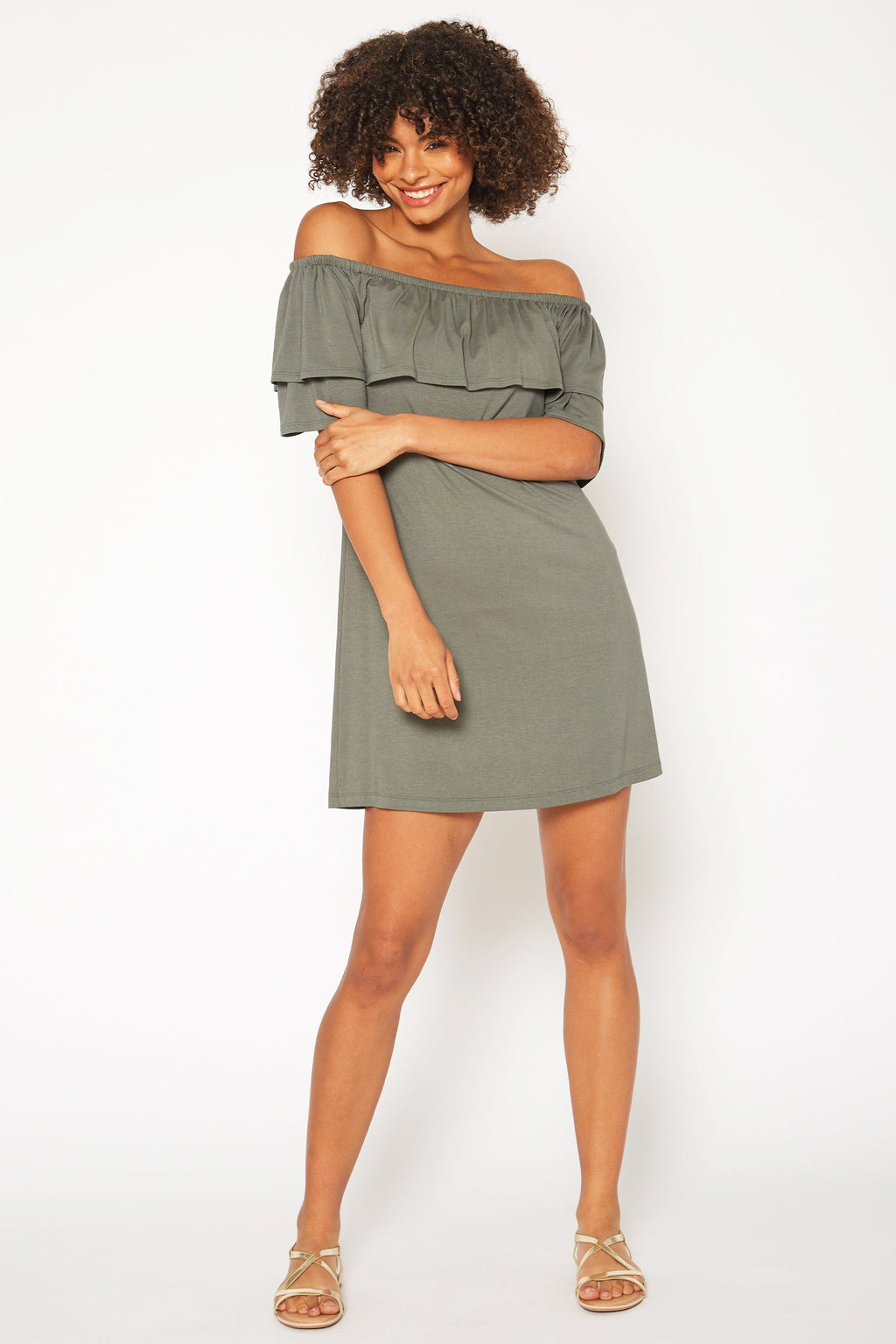 Buy Basic Off Shoulder Midi Dress by Shop at Konus