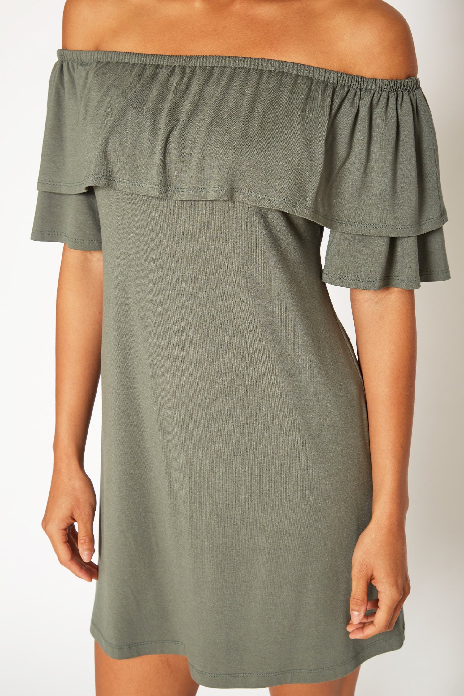 Buy Basic Off Shoulder Midi Dress by Shop at Konus