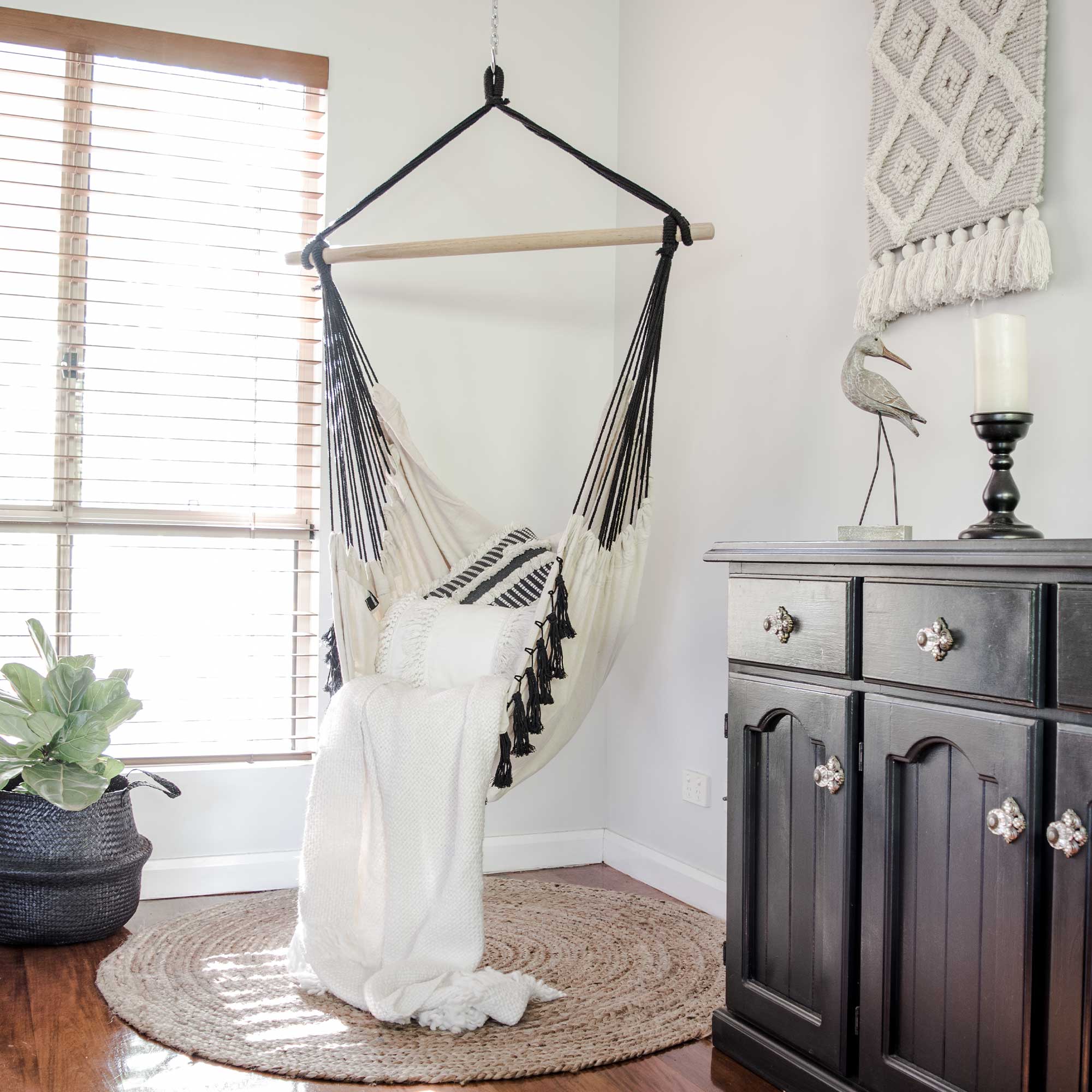 Buy Hanging Hammock Chair (Ivory & Black) by Komorebi