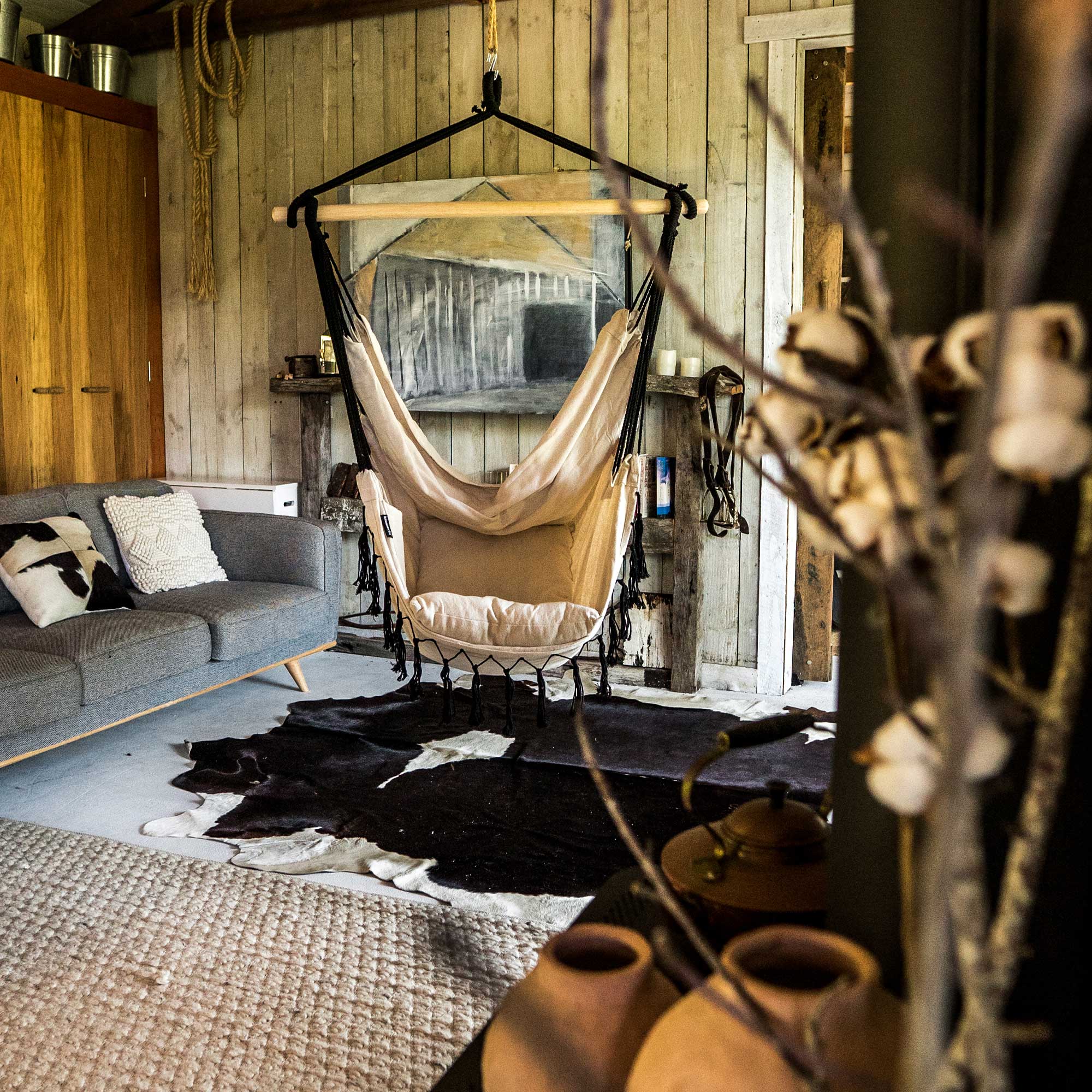 Buy Hanging Hammock Chair (Ivory & Black) by Komorebi