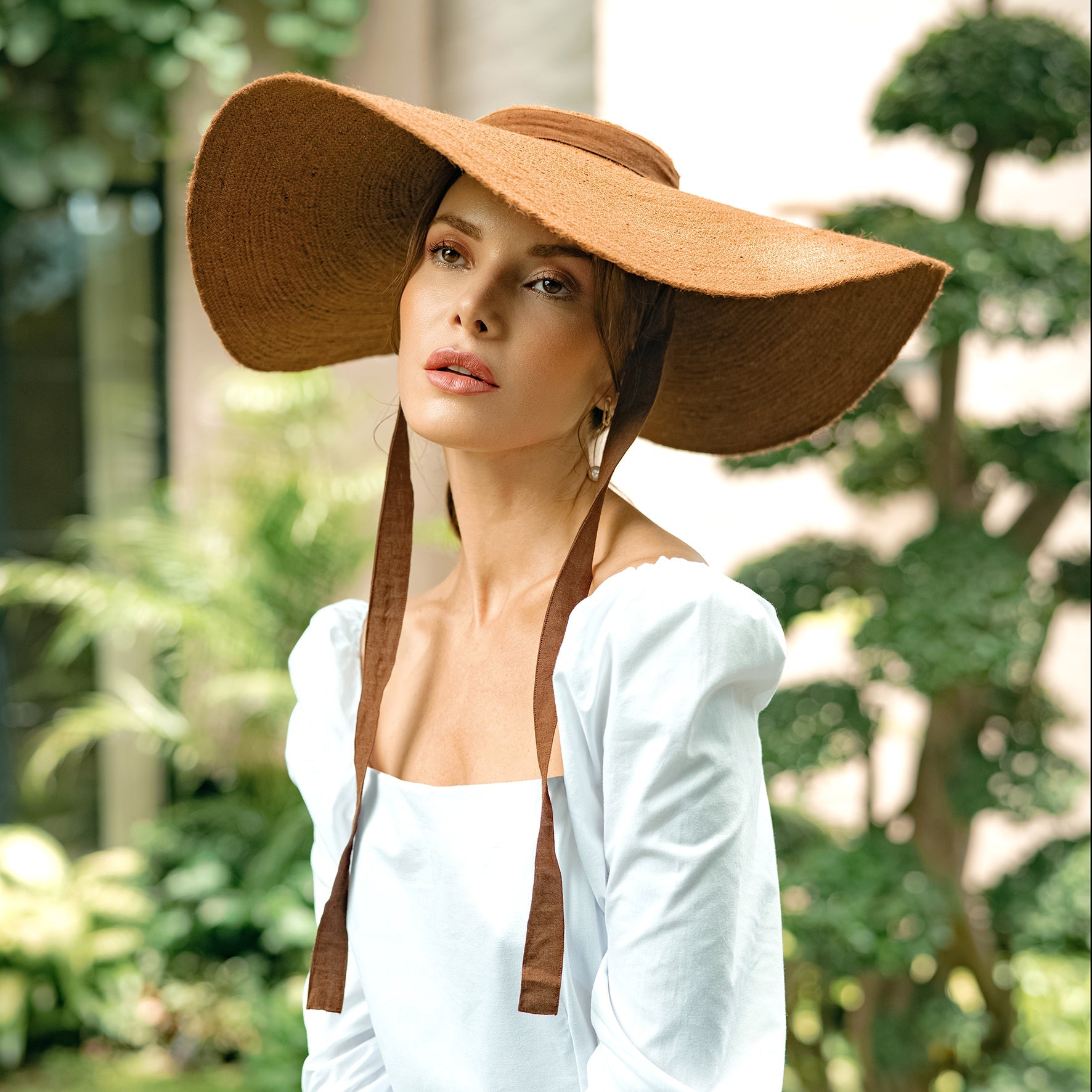 Buy Lola Wide Brim Jute Straw Hat, in Havana Brown by BrunnaCo