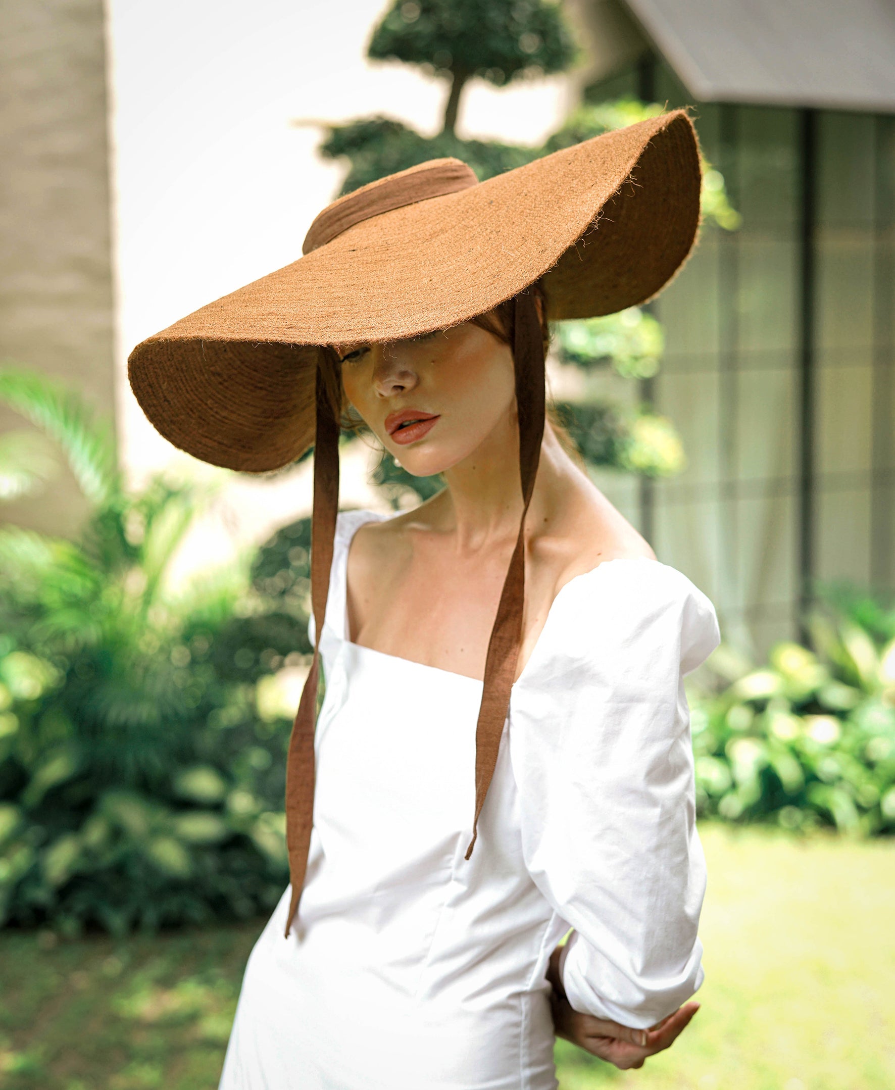 Buy Lola Wide Brim Jute Straw Hat, in Havana Brown by BrunnaCo