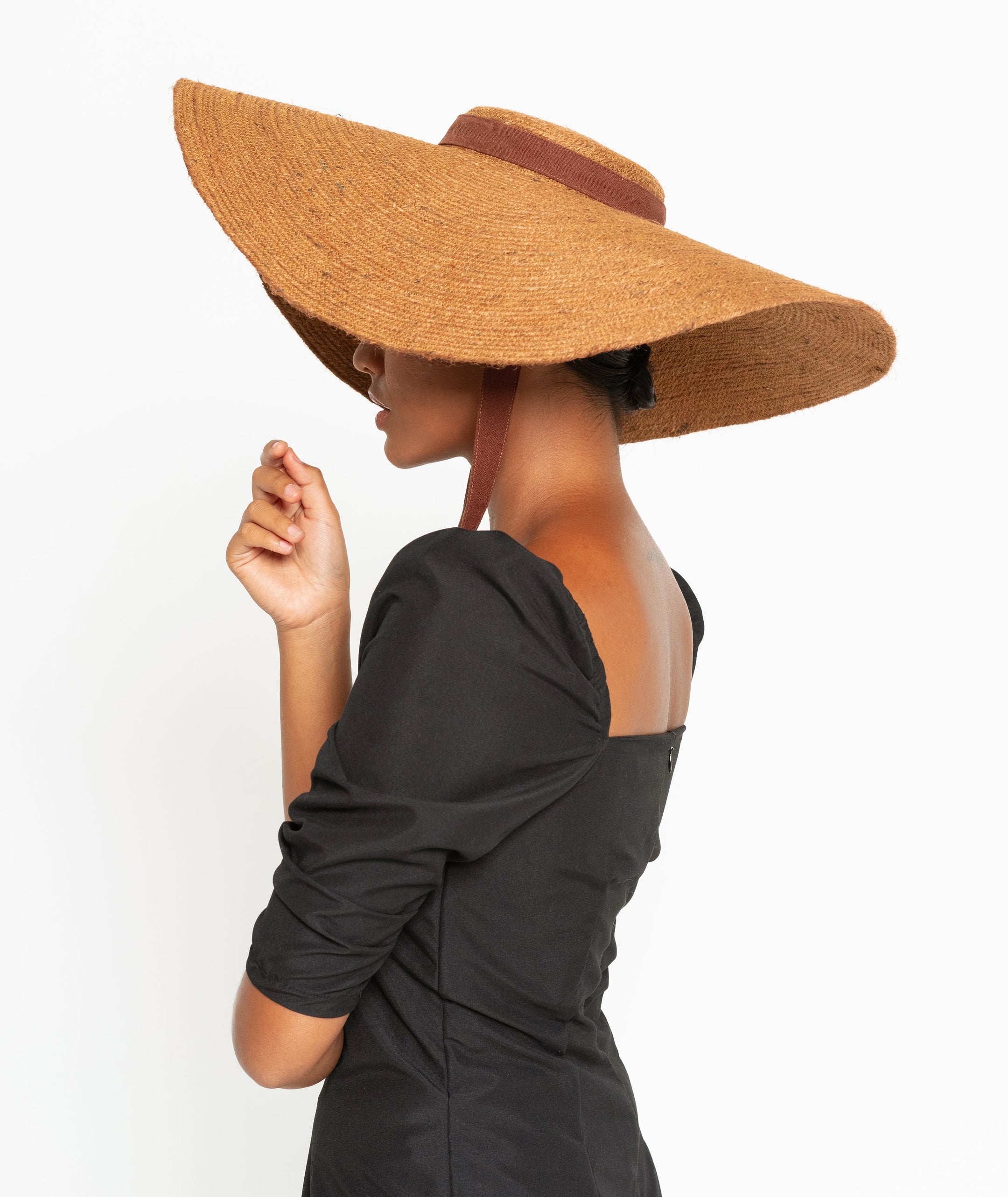 Buy Lola Wide Brim Jute Straw Hat, in Havana Brown by BrunnaCo