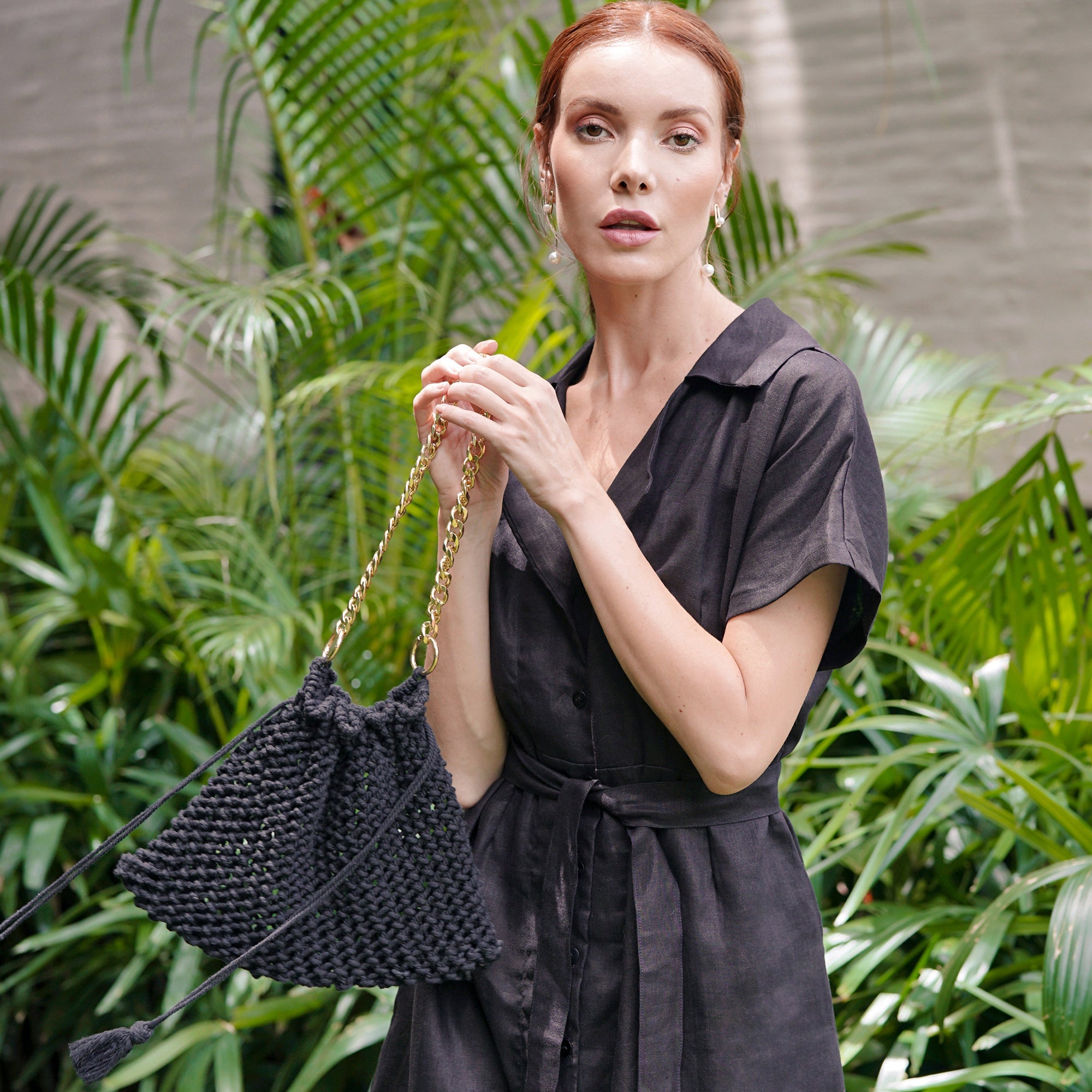 Buy LYON Macrame Tote Bag, in Black by BrunnaCo