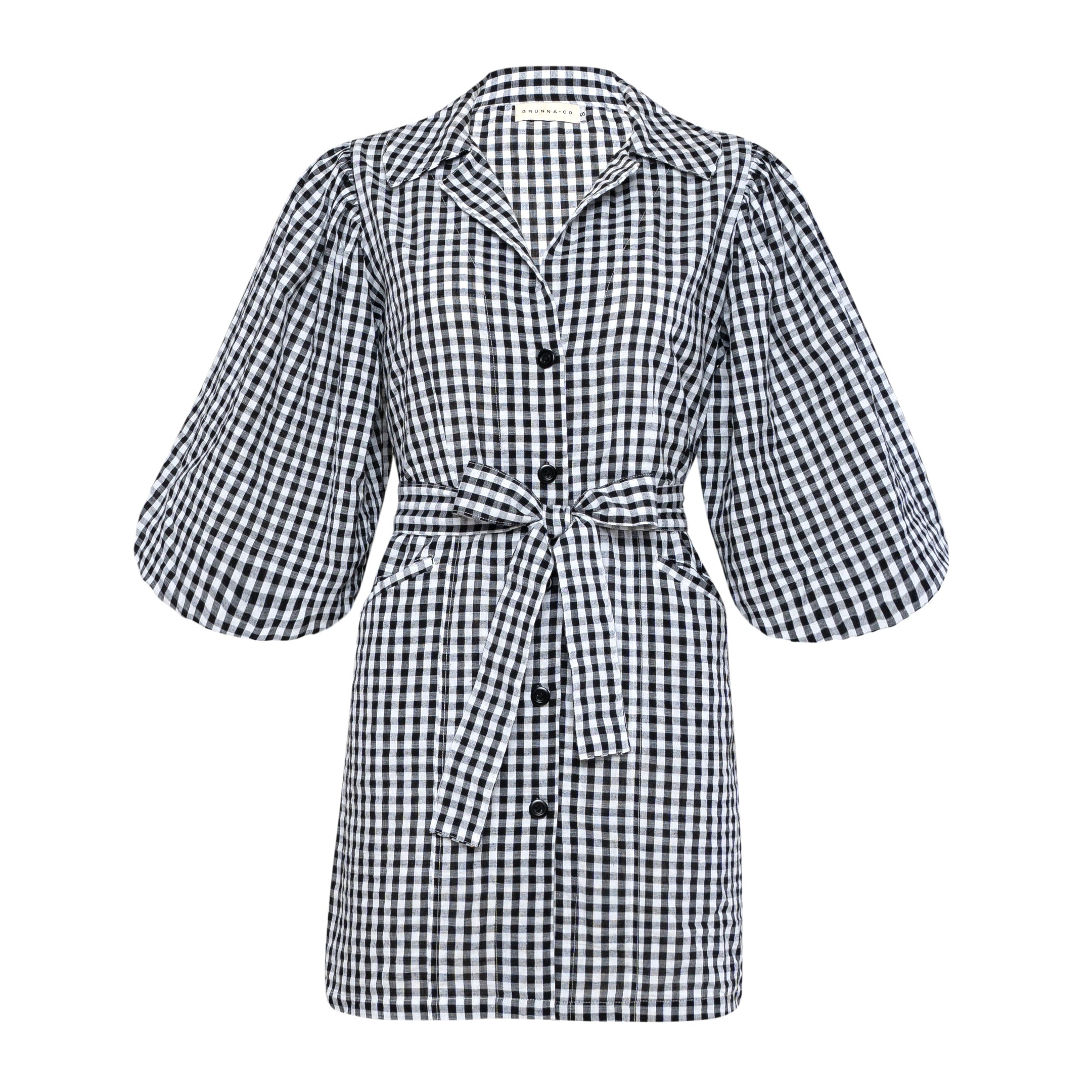 Buy MEGHAN Mini Gingham Dress, in Black by BrunnaCo