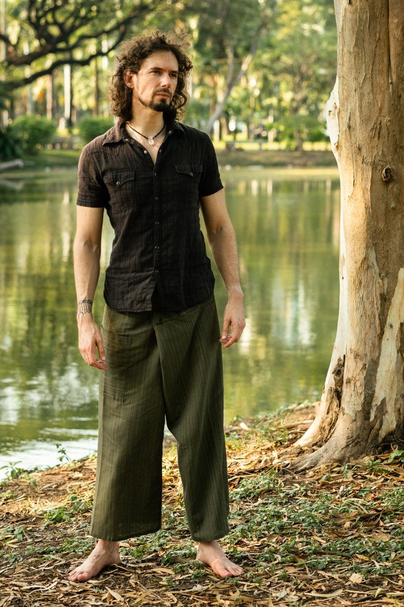 Buy Men's Olive Green Fisherman Pants by Hippie Pants