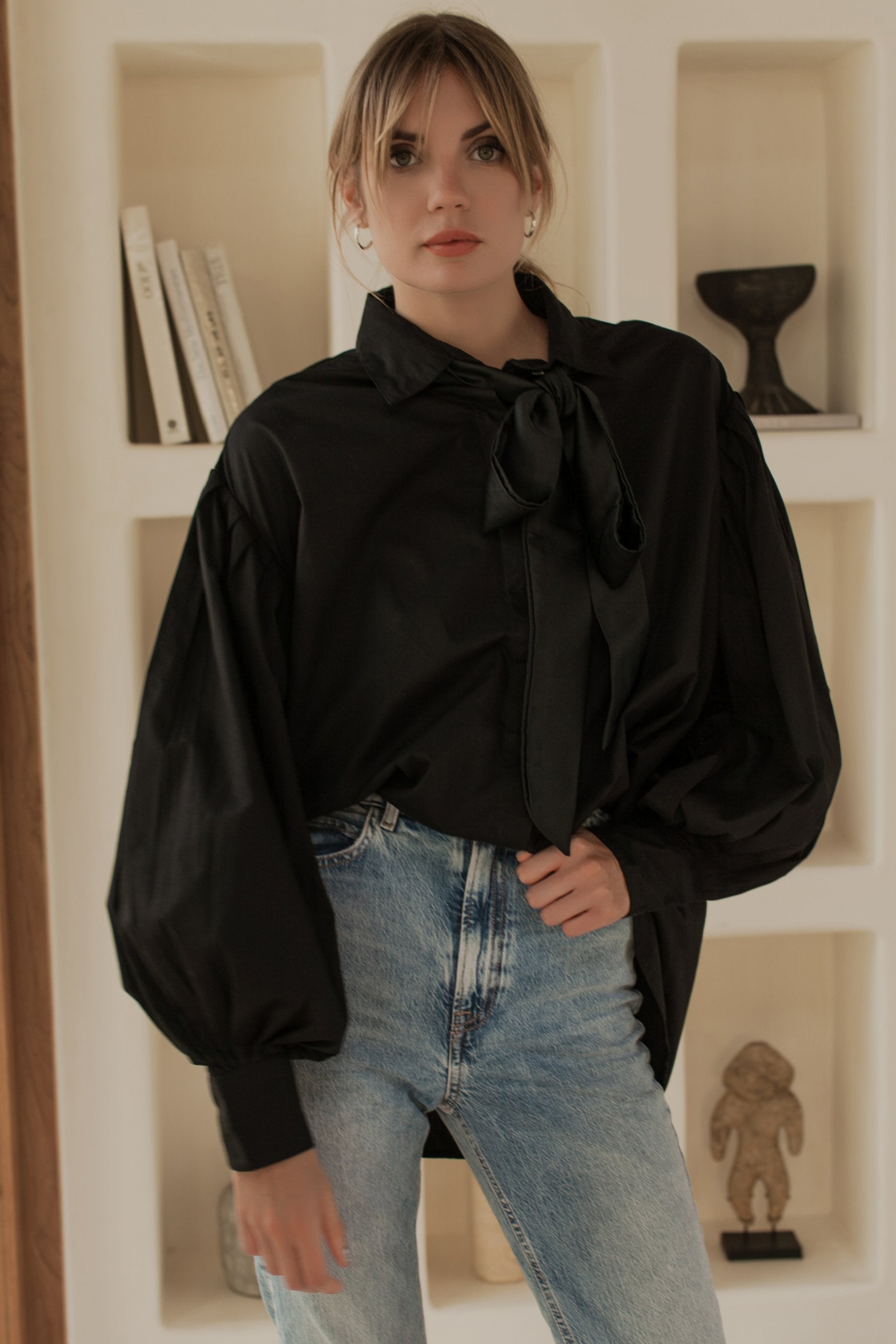 Buy Merci Balloon Sleeve Oversized Shirt by Bali ELF