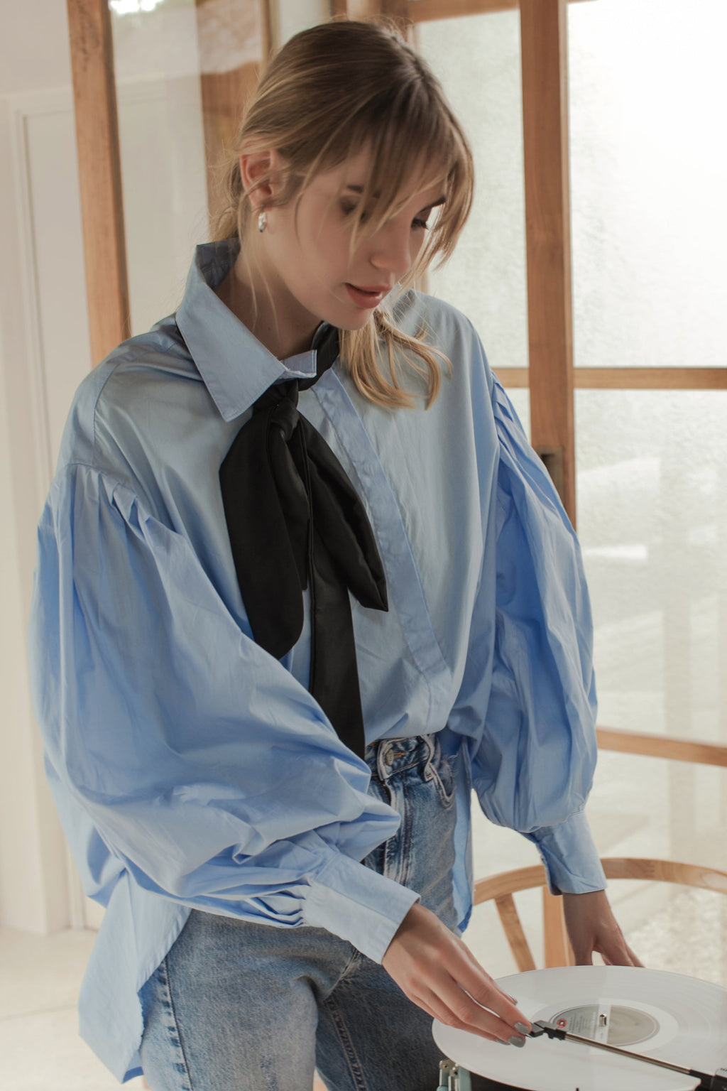 Buy Merci Balloon Sleeve Oversized Shirt by Bali ELF