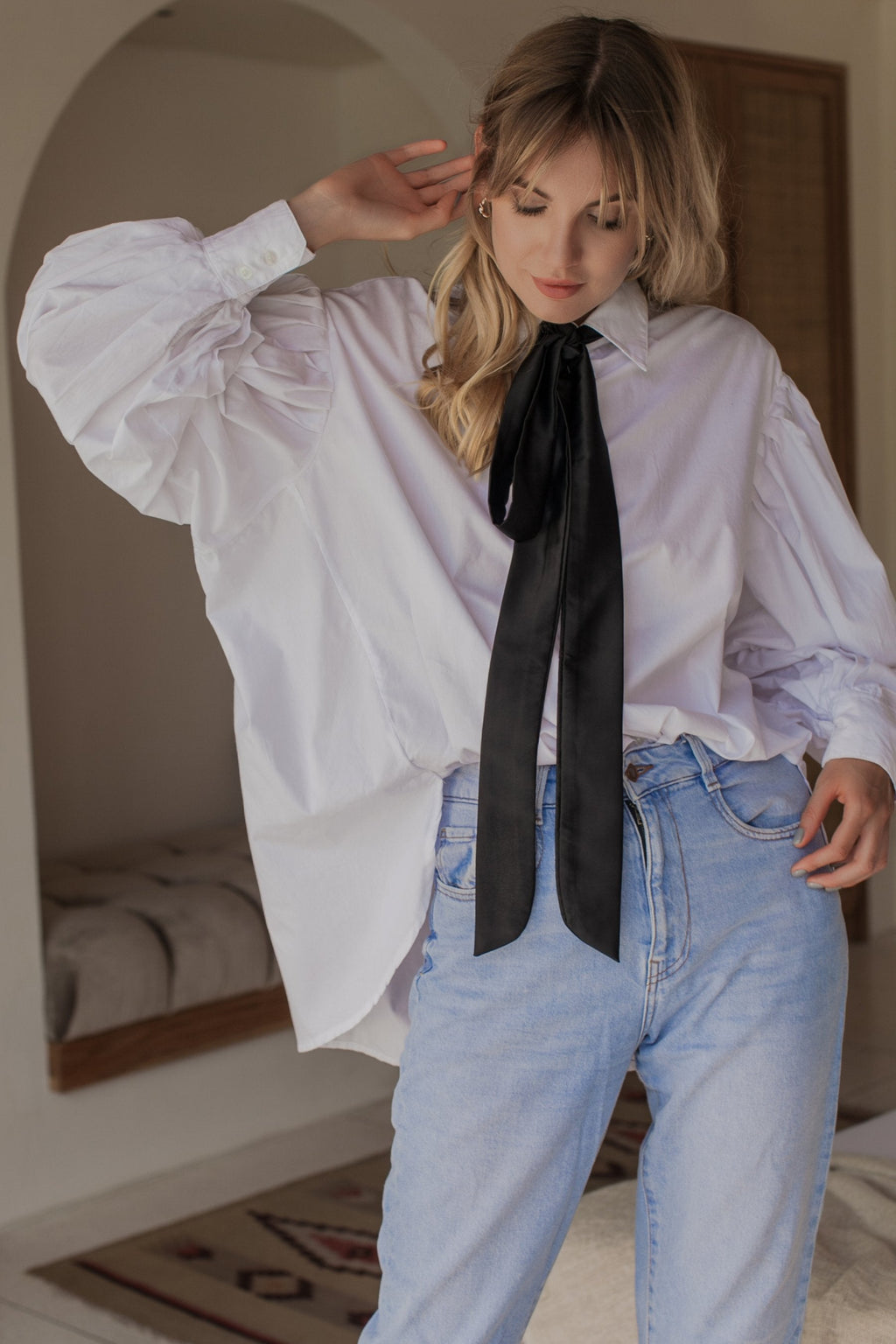 Buy Merci Balloon Sleeve Oversized Shirt by Bali ELF