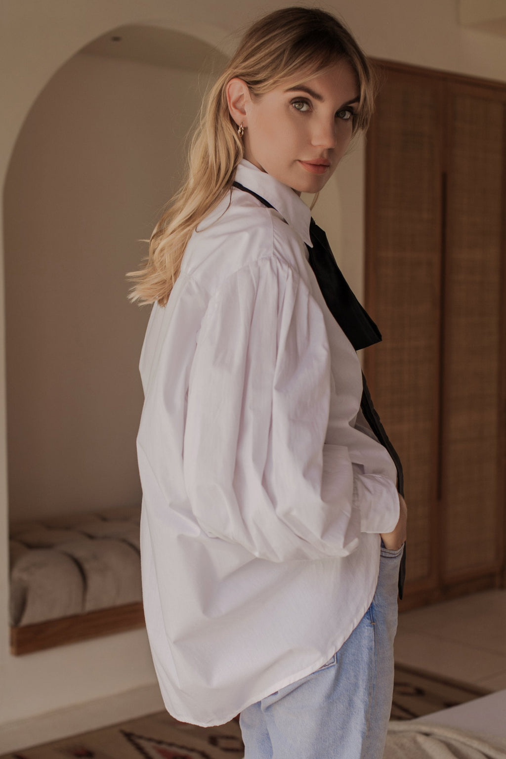 Buy Merci Balloon Sleeve Oversized Shirt by Bali ELF