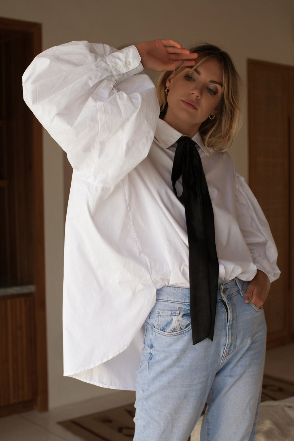 Buy Merci Balloon Sleeve Oversized Shirt by Bali ELF