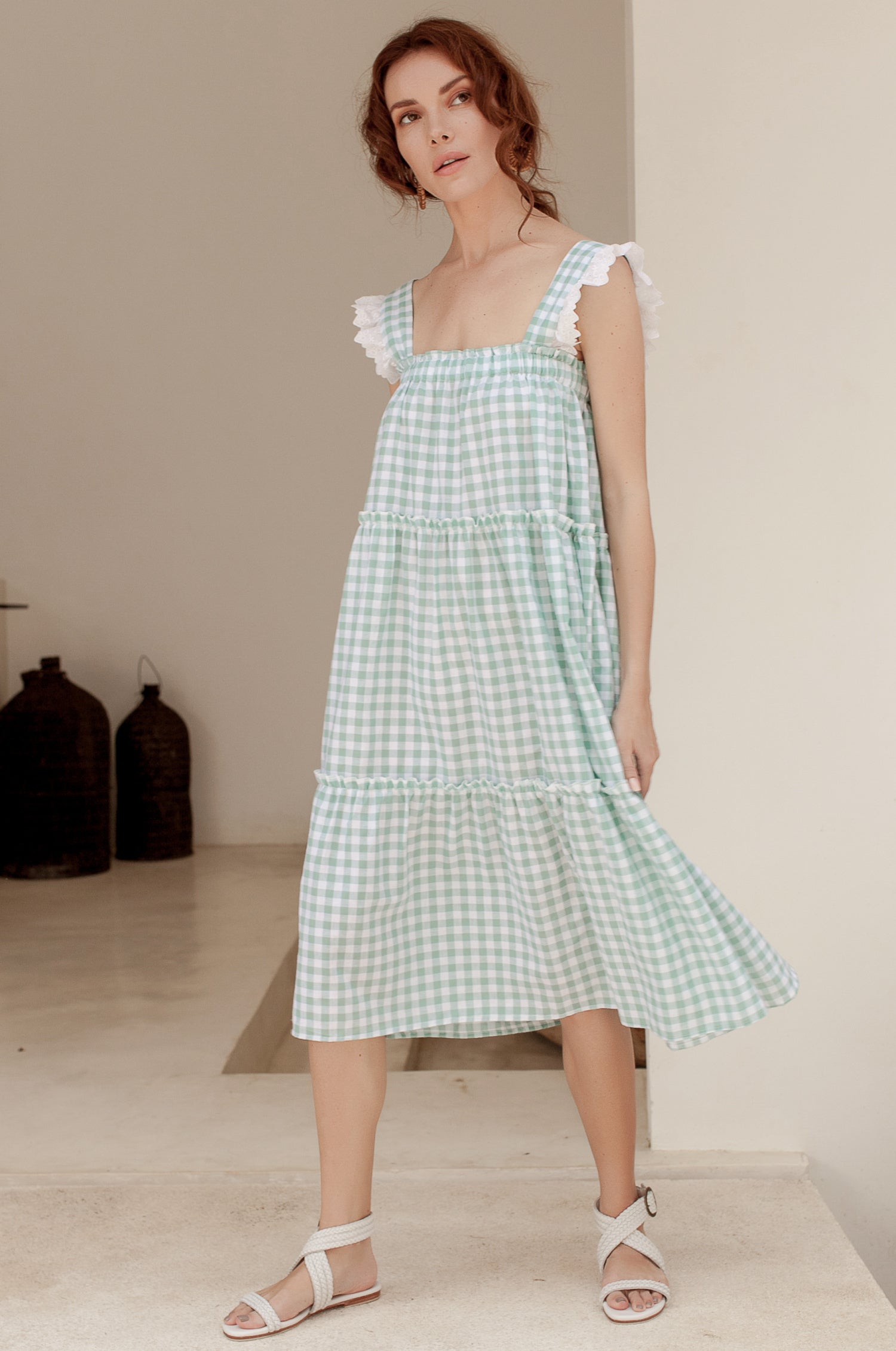 Buy Meringue Tiered Sleeveless Dress by ELF