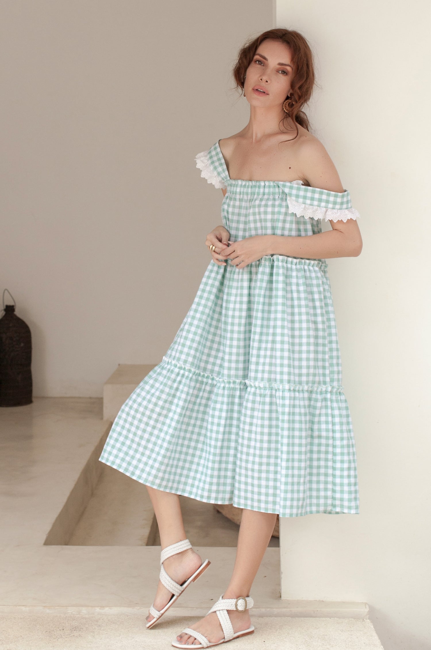 Buy Meringue Tiered Sleeveless Dress by ELF