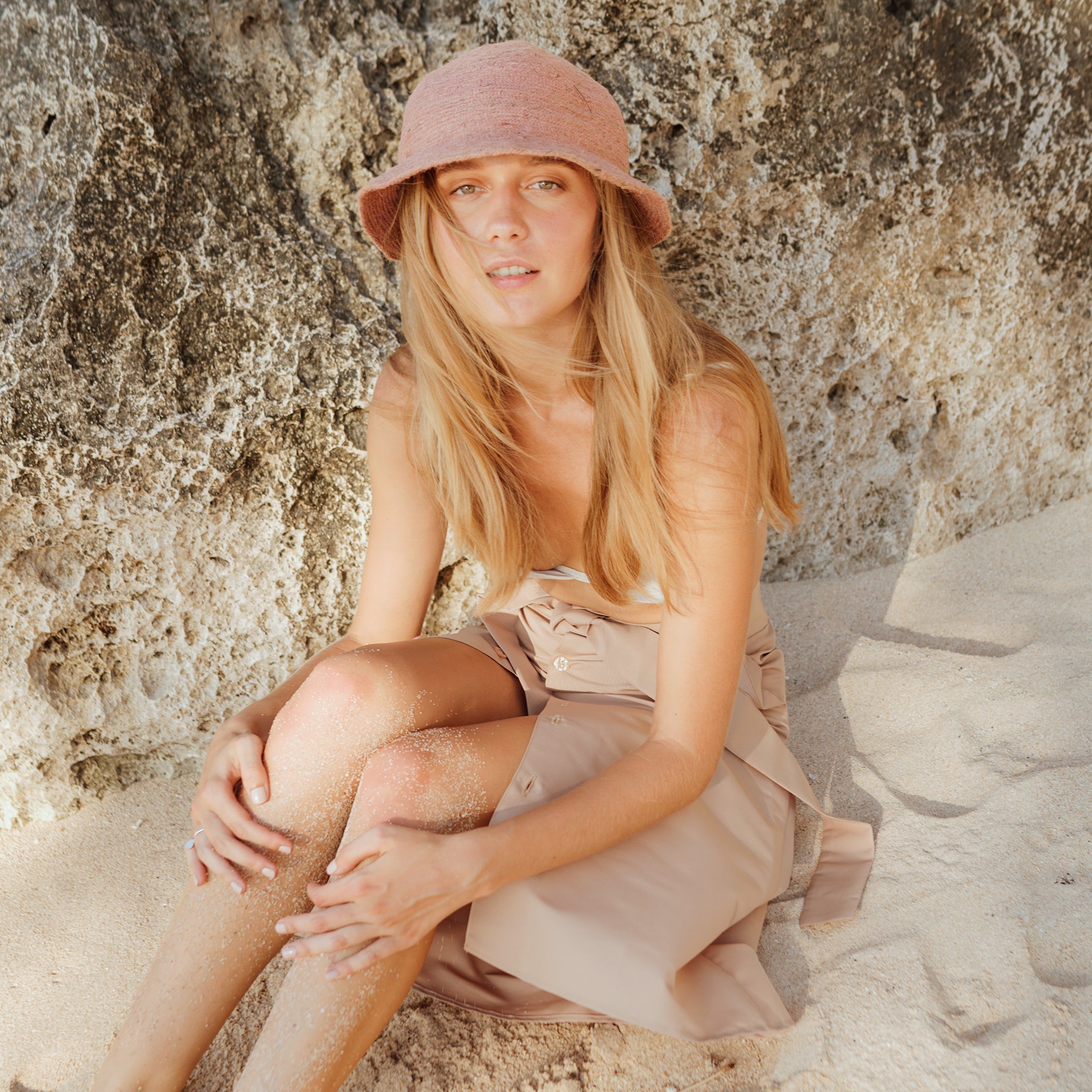Buy NALA Safari Jute Straw Hat, in Blush Pink by BrunnaCo