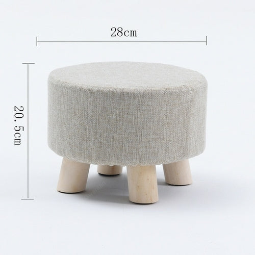 Buy Nordic Round Fabric Stool Wooden Leg Pattern Modern Fashion Wood Small by Gold Atalanta