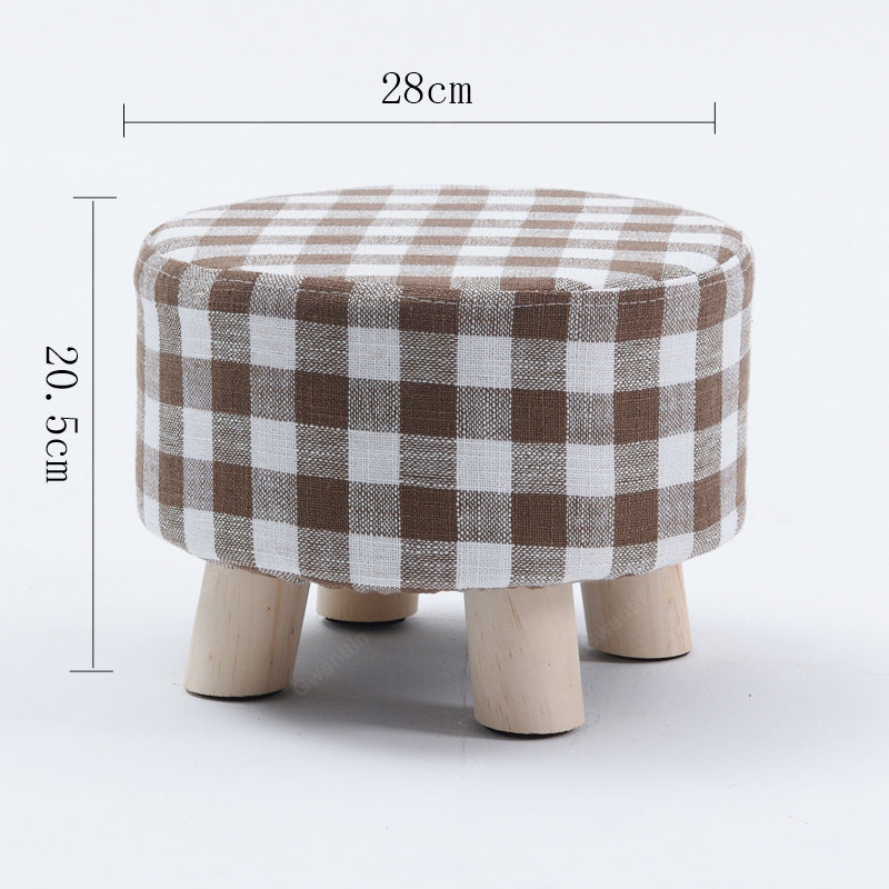 Buy Nordic Round Fabric Stool Wooden Leg Pattern Modern Fashion Wood Small by Gold Atalanta