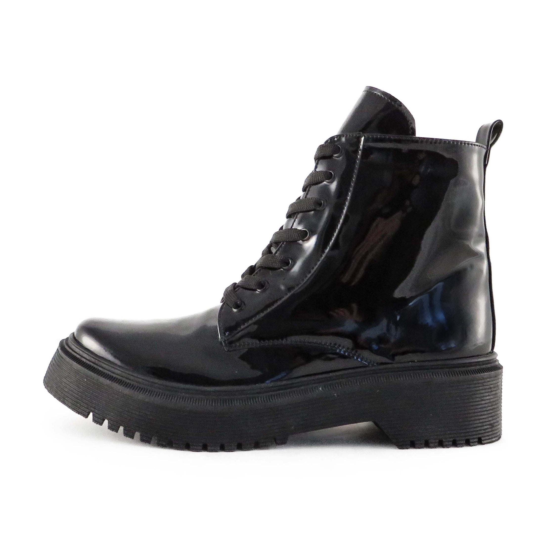 Buy Women's Lunar Combat Boots Patent Black by Nest Shoes