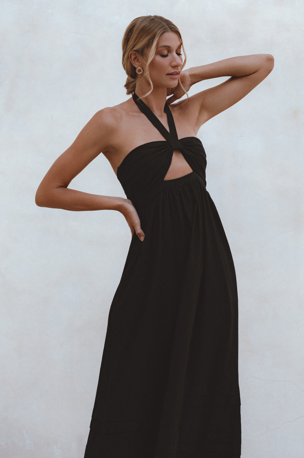 Buy Penelope Halter Linen Maxi Dress by ELF