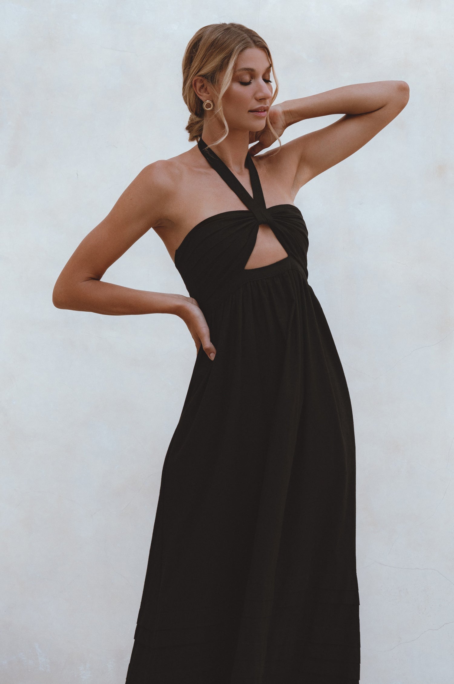 Buy Penelope Halter Linen Maxi Dress by ELF