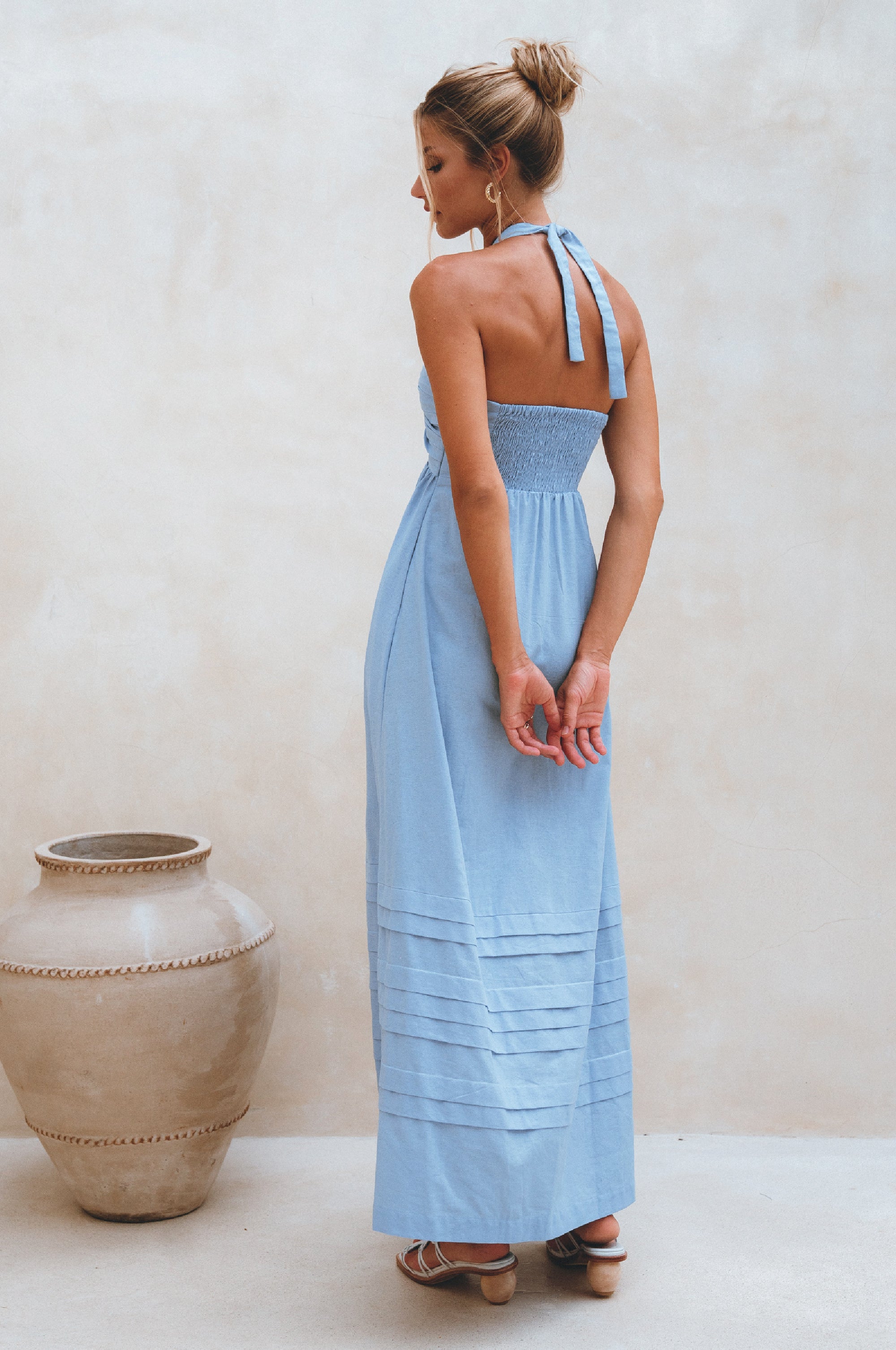 Buy Penelope Halter Linen Maxi Dress by ELF