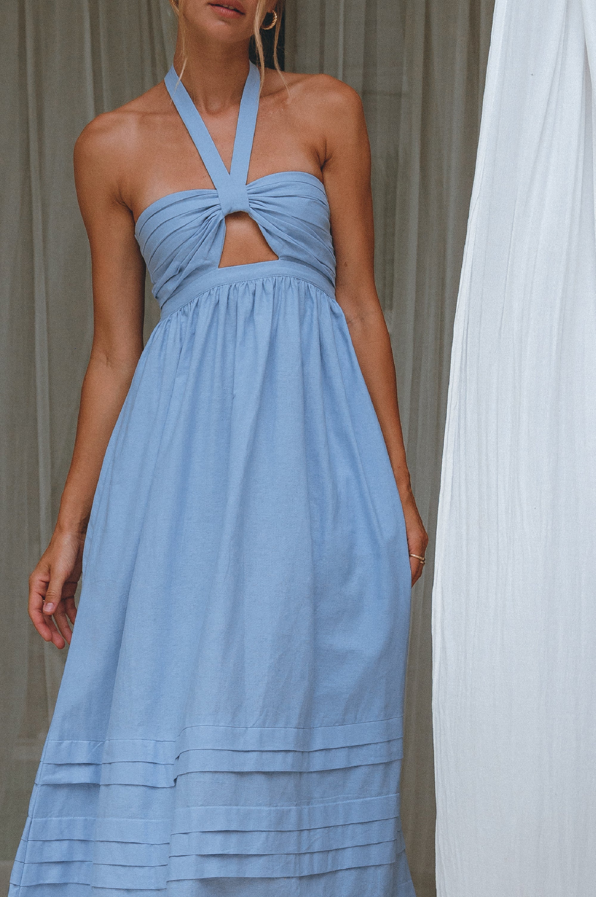 Buy Penelope Halter Linen Maxi Dress by ELF