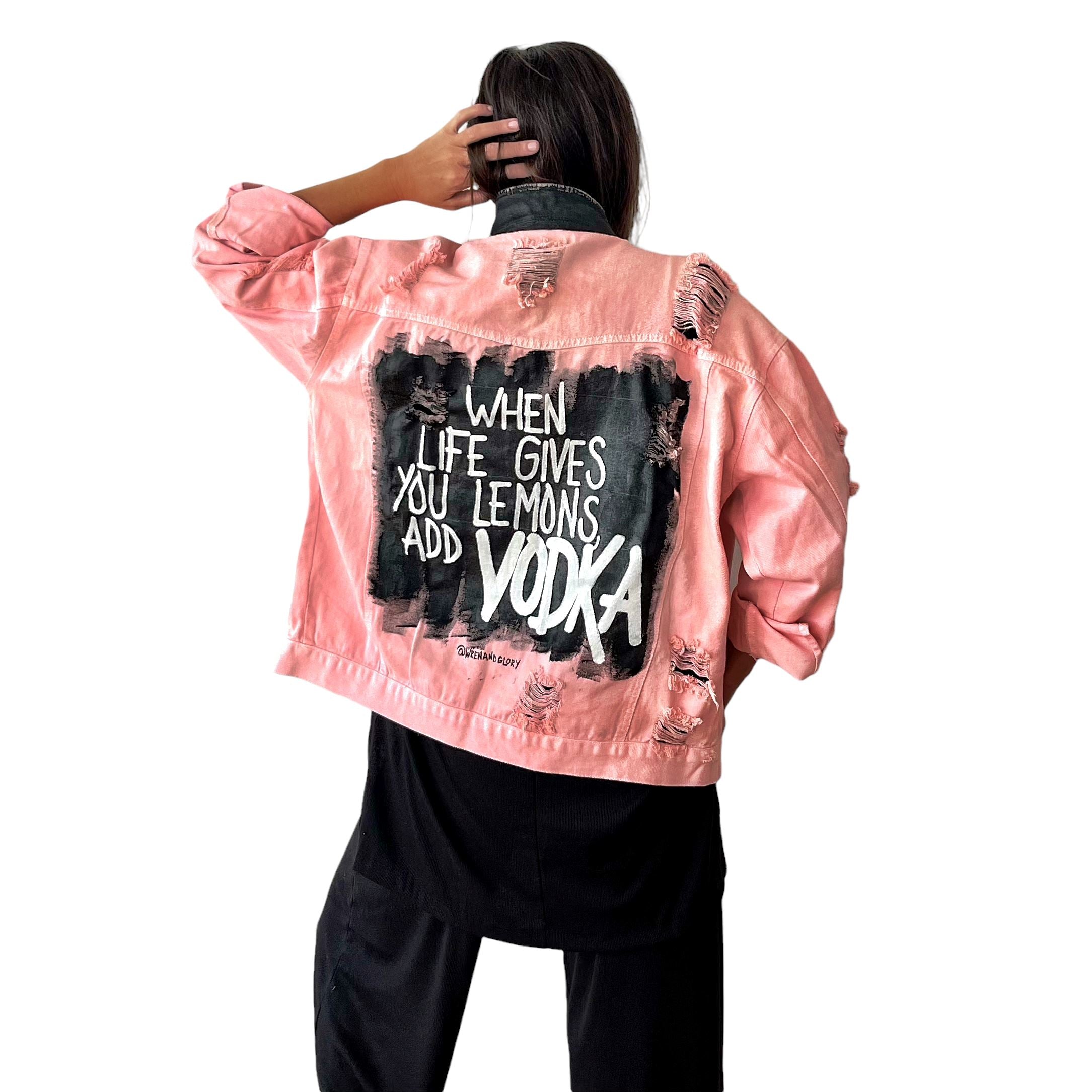 Buy Vodka Please' Denim Jacket by Wren + Glory