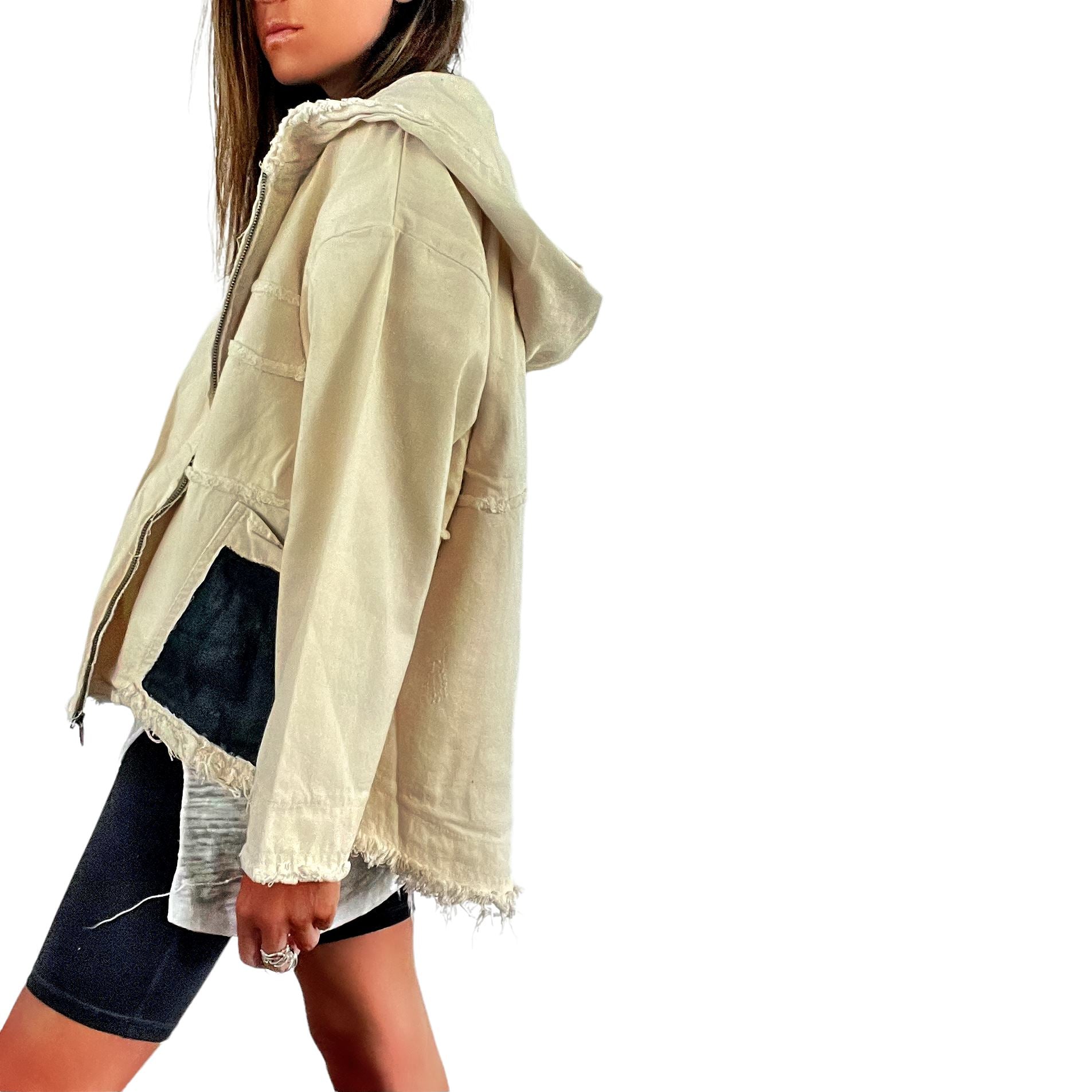 Buy Basic But Personalized' Ivory Denim Jacket by Wren + Glory