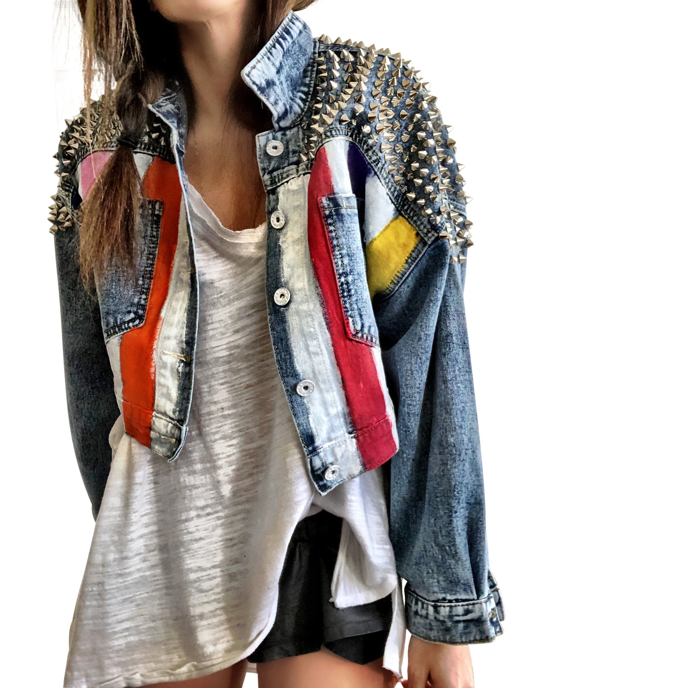 Buy RAINBOW SPIKE' DENIM JACKET by Wren + Glory