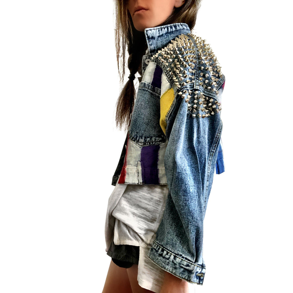 Buy RAINBOW SPIKE' DENIM JACKET by Wren + Glory