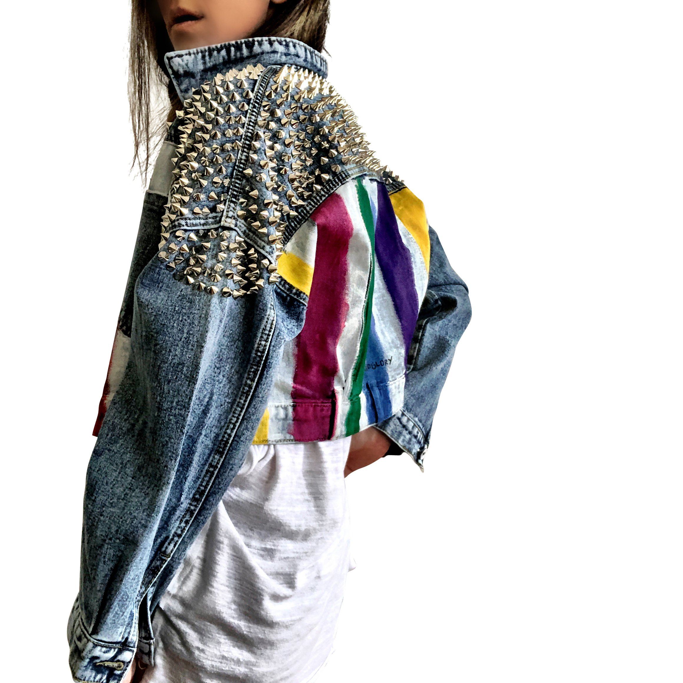 Buy RAINBOW SPIKE' DENIM JACKET by Wren + Glory