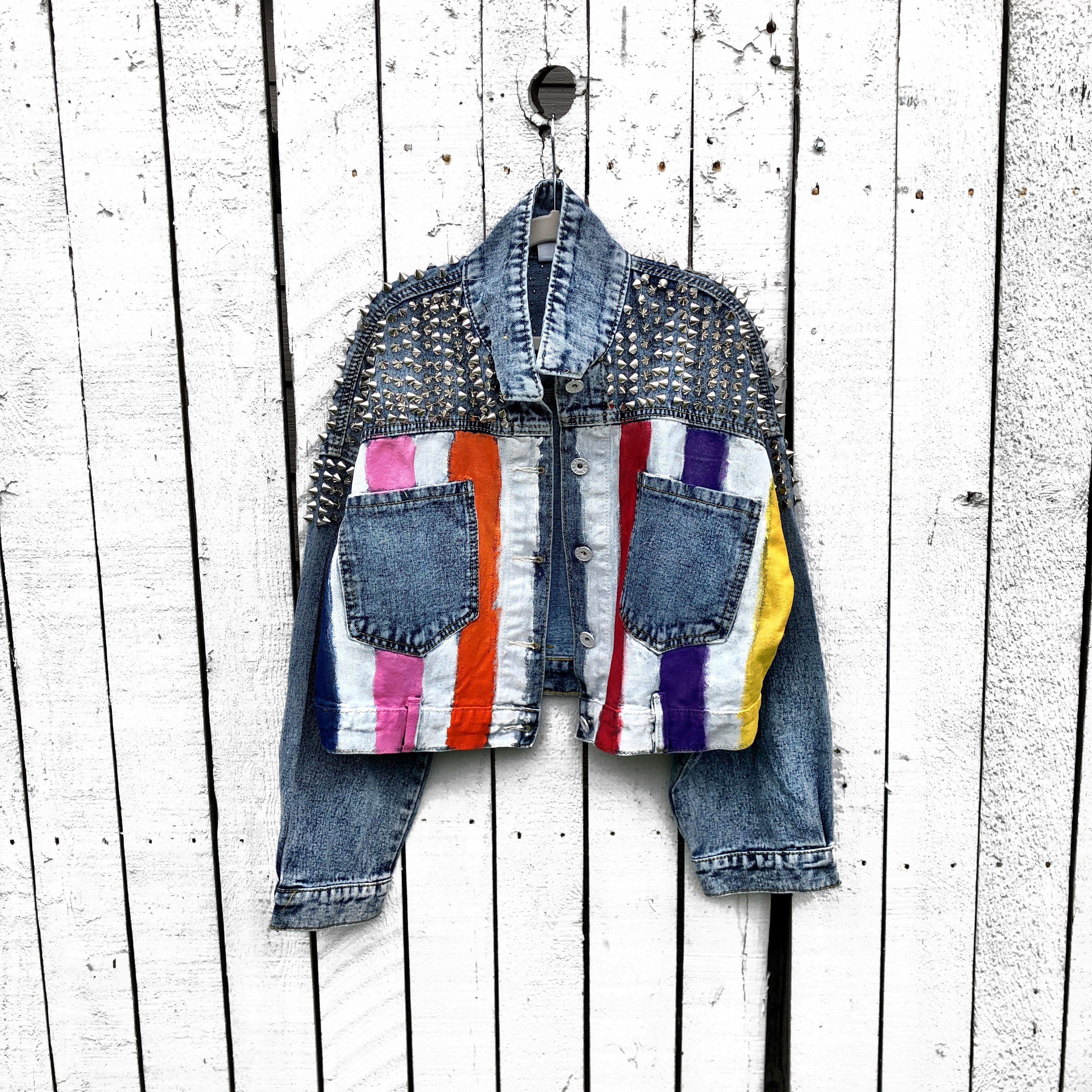 Buy RAINBOW SPIKE' DENIM JACKET by Wren + Glory