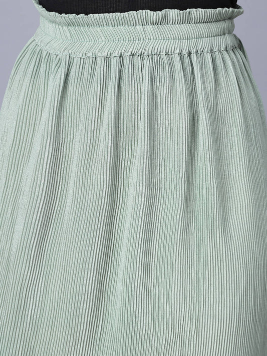Buy Myshka Chiffon Solid Green Women Skirt by Distacart