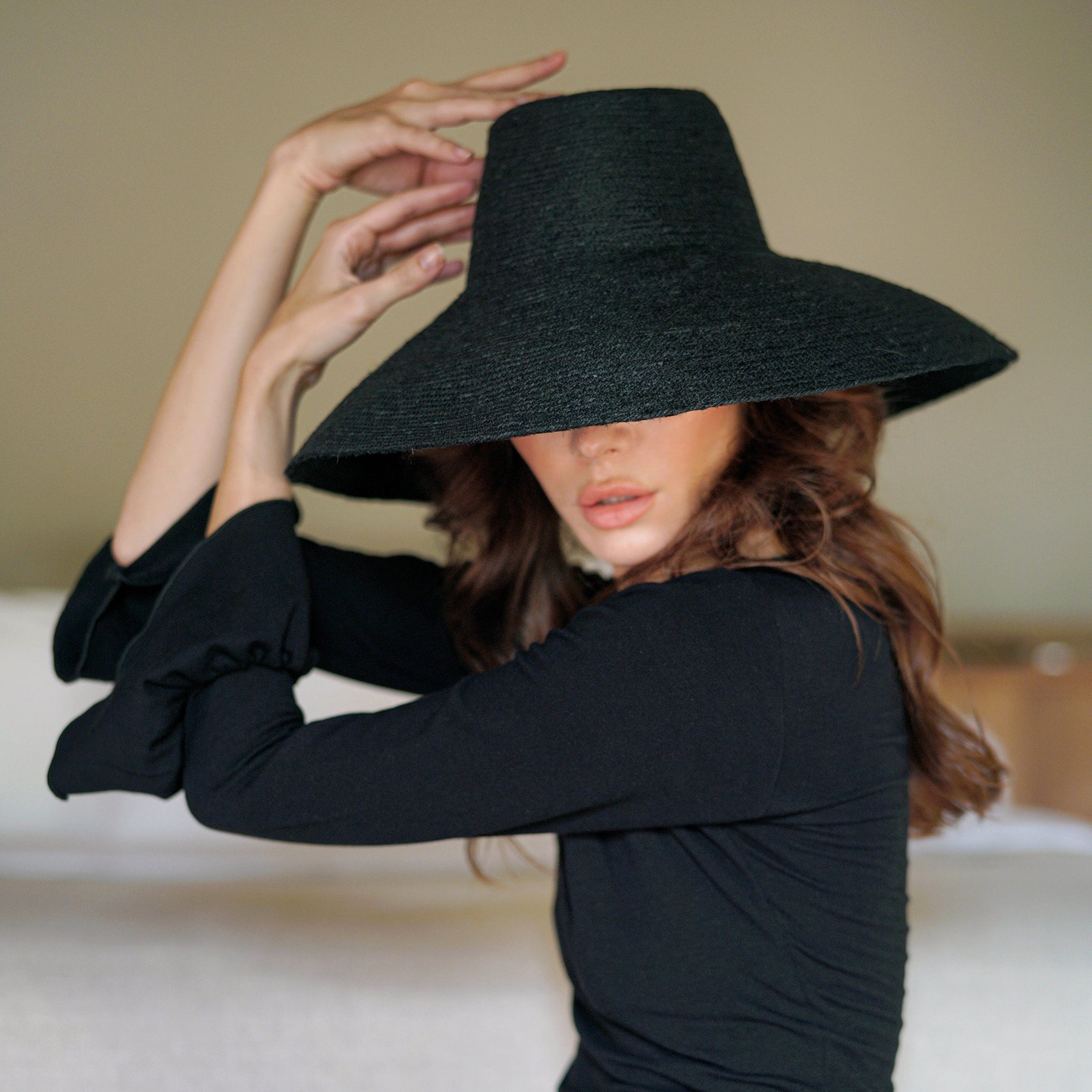 Buy RIRI Jute Straw Hat, in Black by BrunnaCo