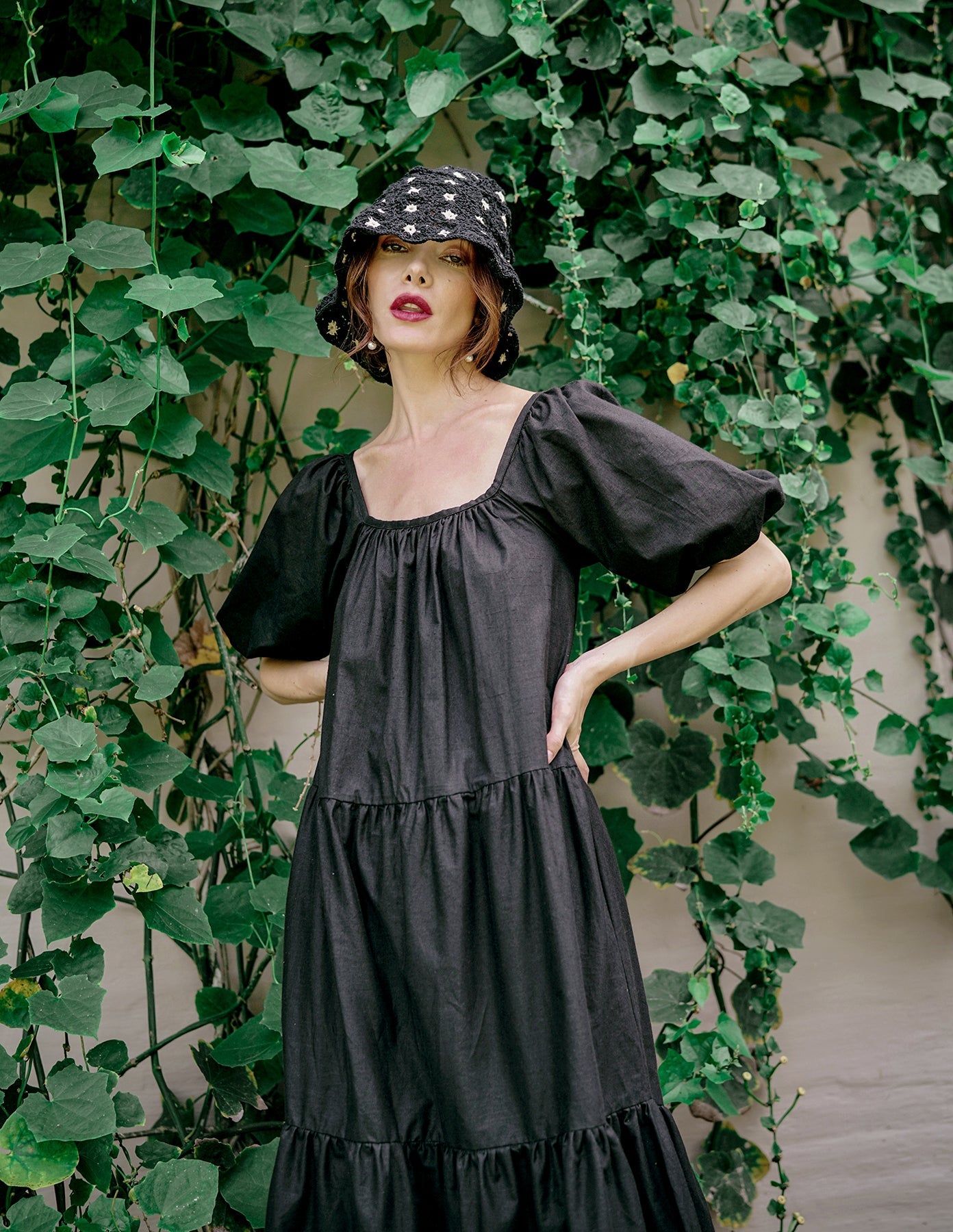 Buy ROSEMARY Cotton Prairie Dress, in Black by BrunnaCo