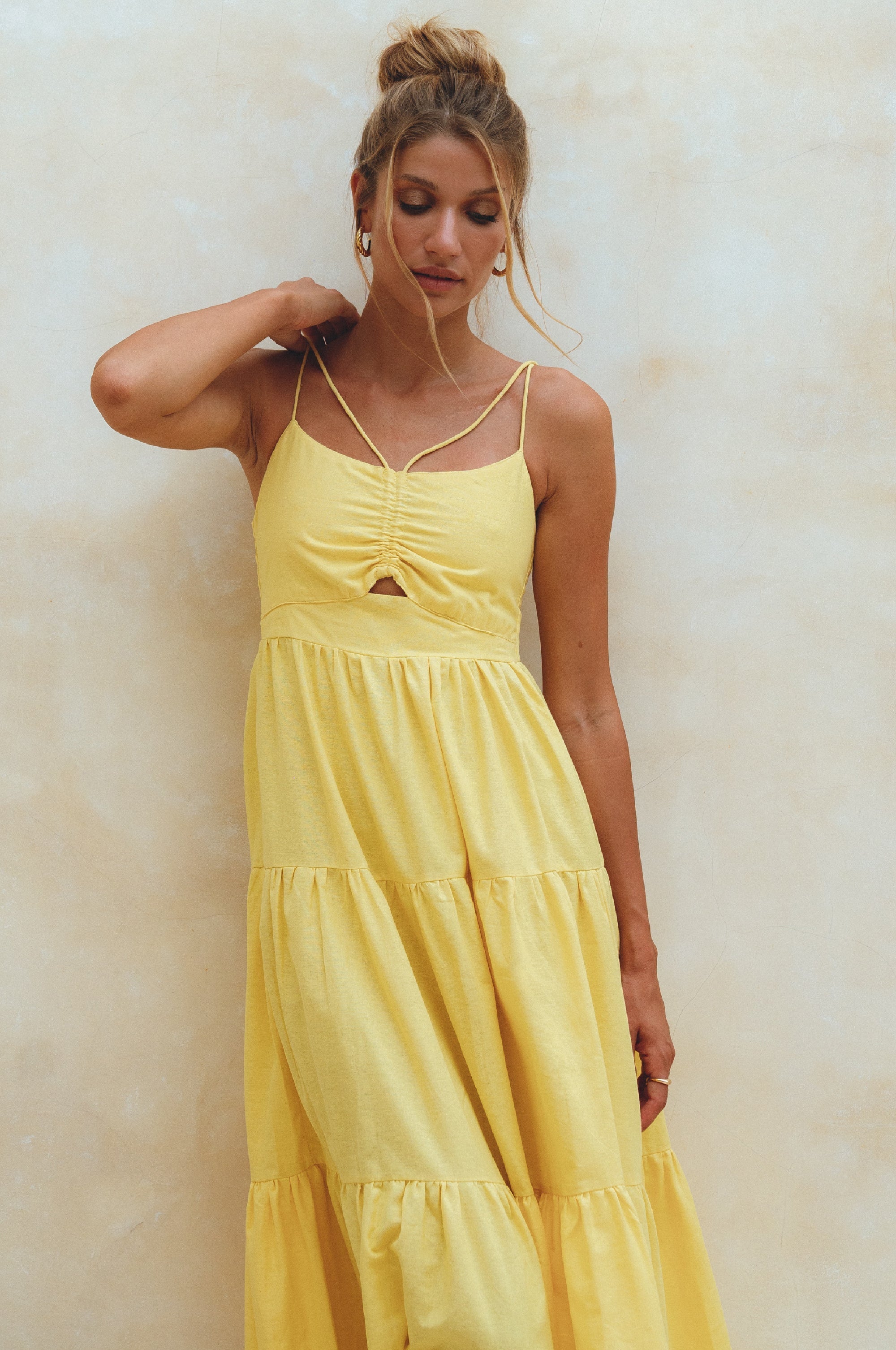 Buy Rafaela Strappy Linen Midi Dress by ELF