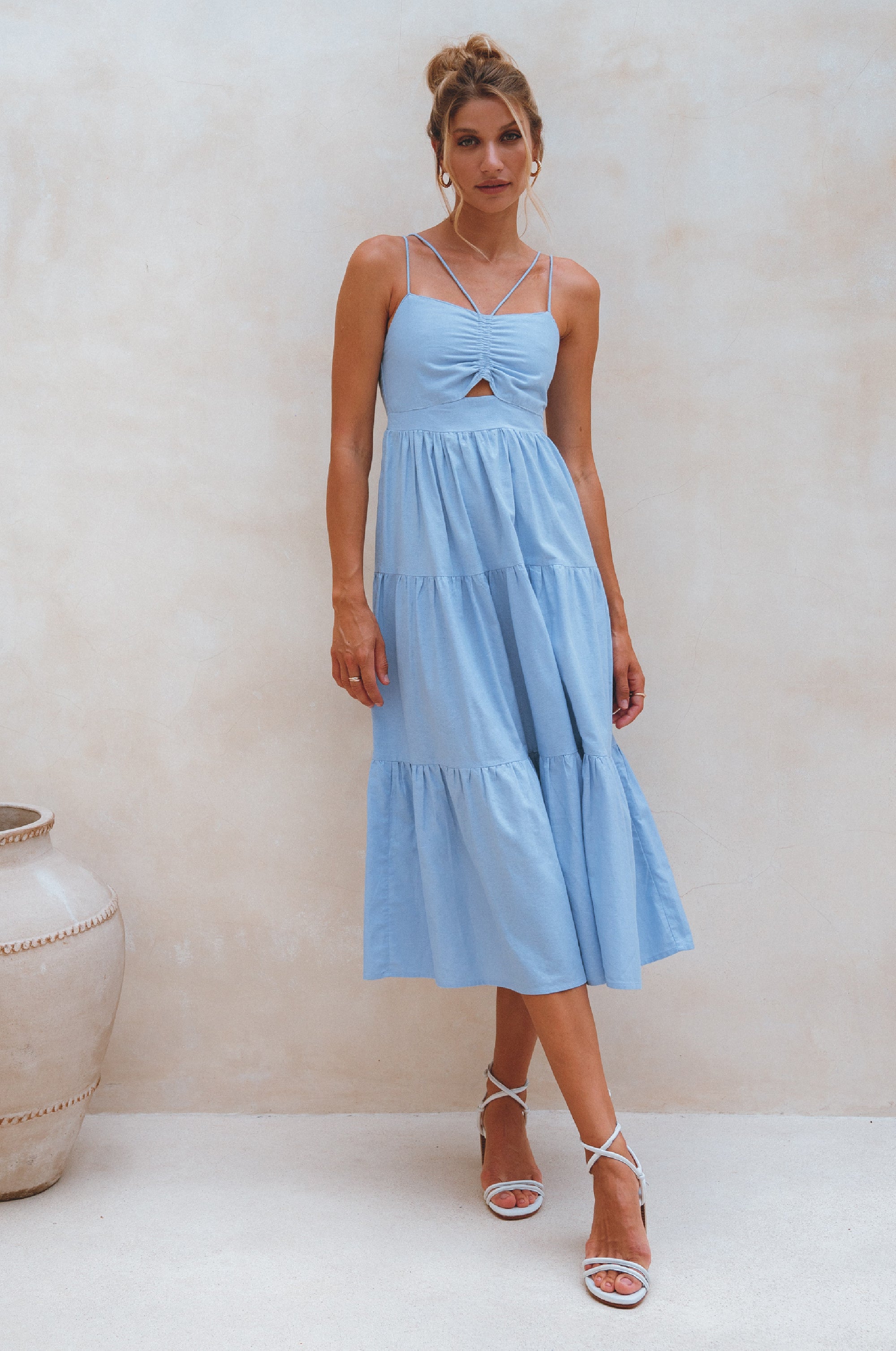 Buy Rafaela Strappy Linen Midi Dress by ELF