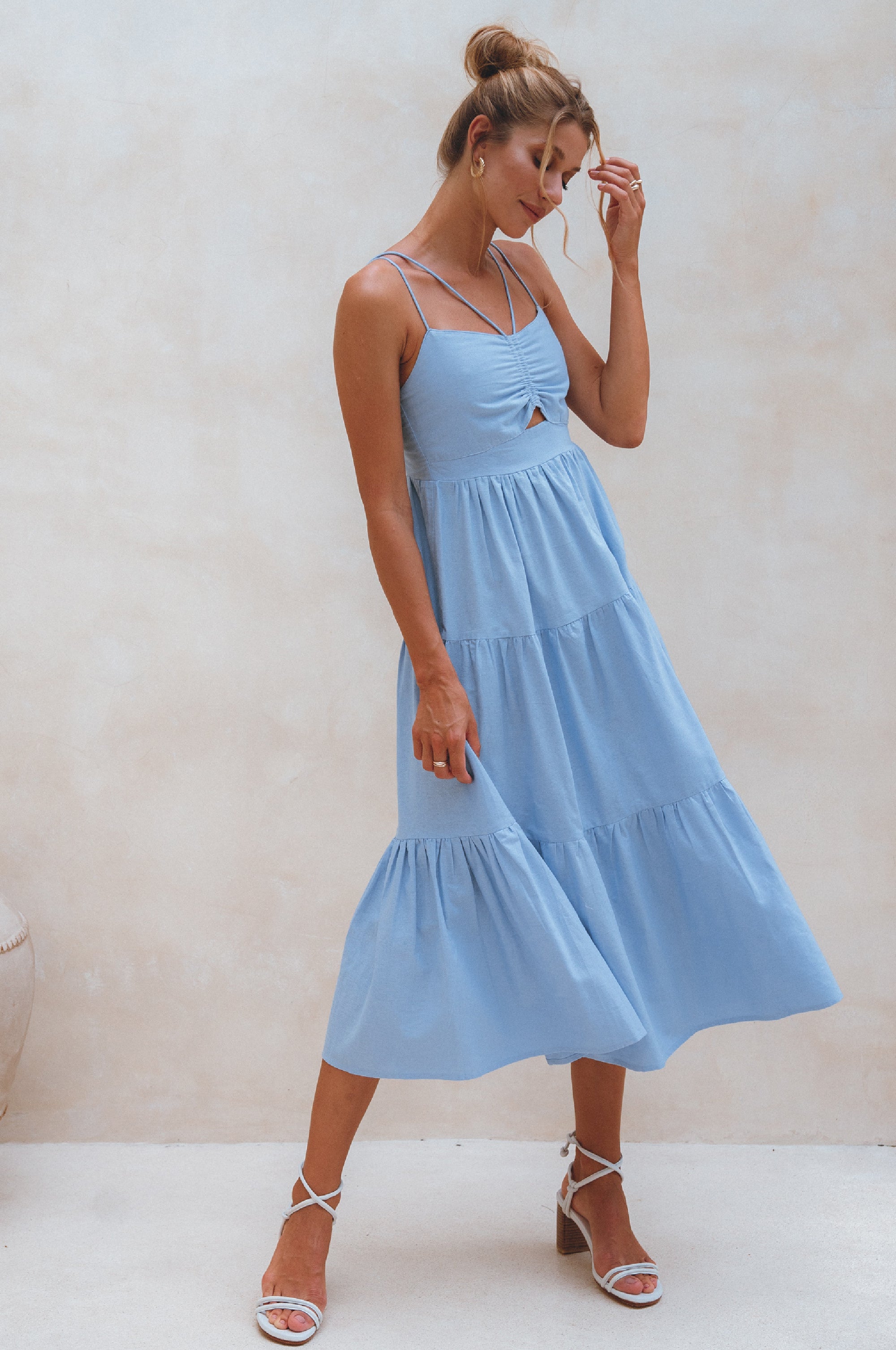 Buy Rafaela Strappy Linen Midi Dress by ELF