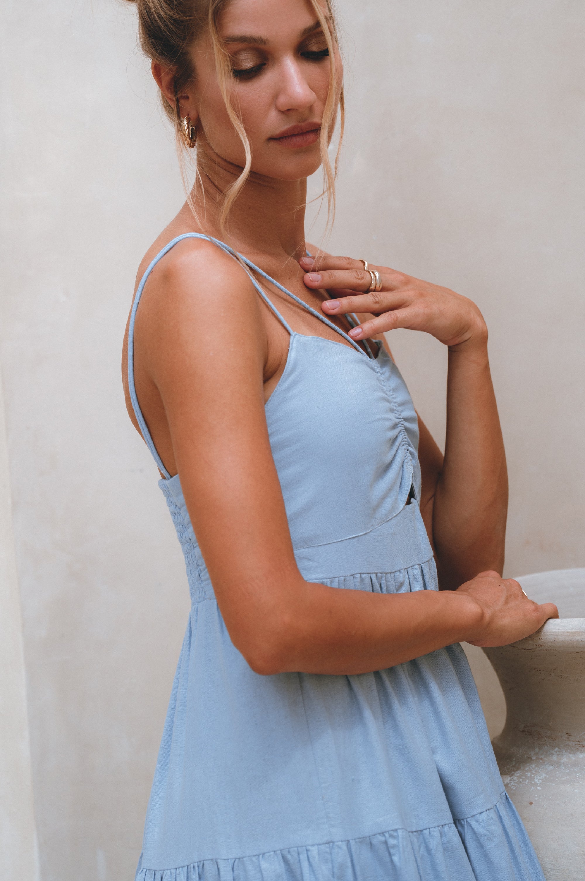 Buy Rafaela Strappy Linen Midi Dress by ELF