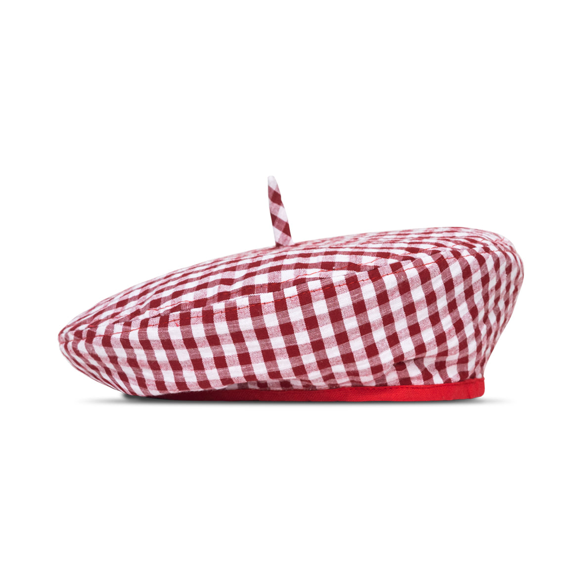Buy SIMONE Gingham Beret Hat, in Red by BrunnaCo