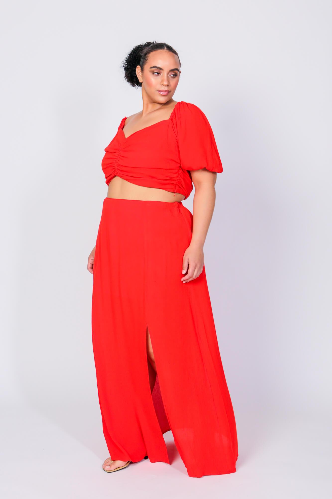 Rene Angela Crop Top and Skirt Two Piece Set