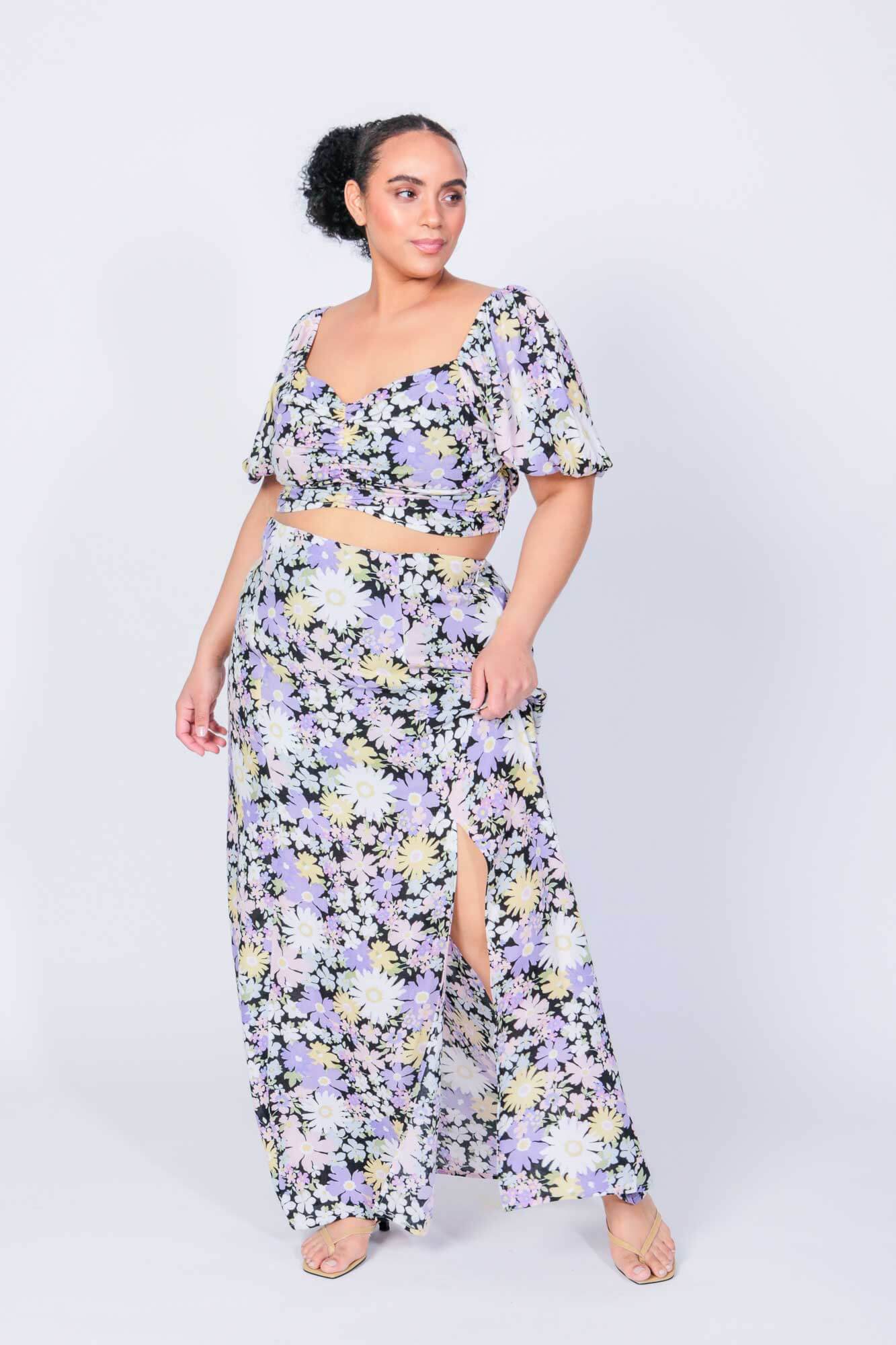 Sonny & Cher Crop Top and Skirt Two Piece Set