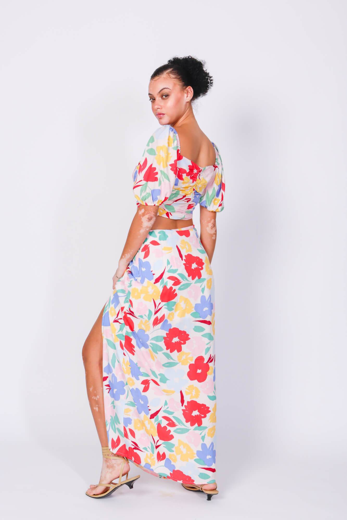 Buy Peaches & Herb Crop Top and Skirt Two Piece Set by LUVMEMORE