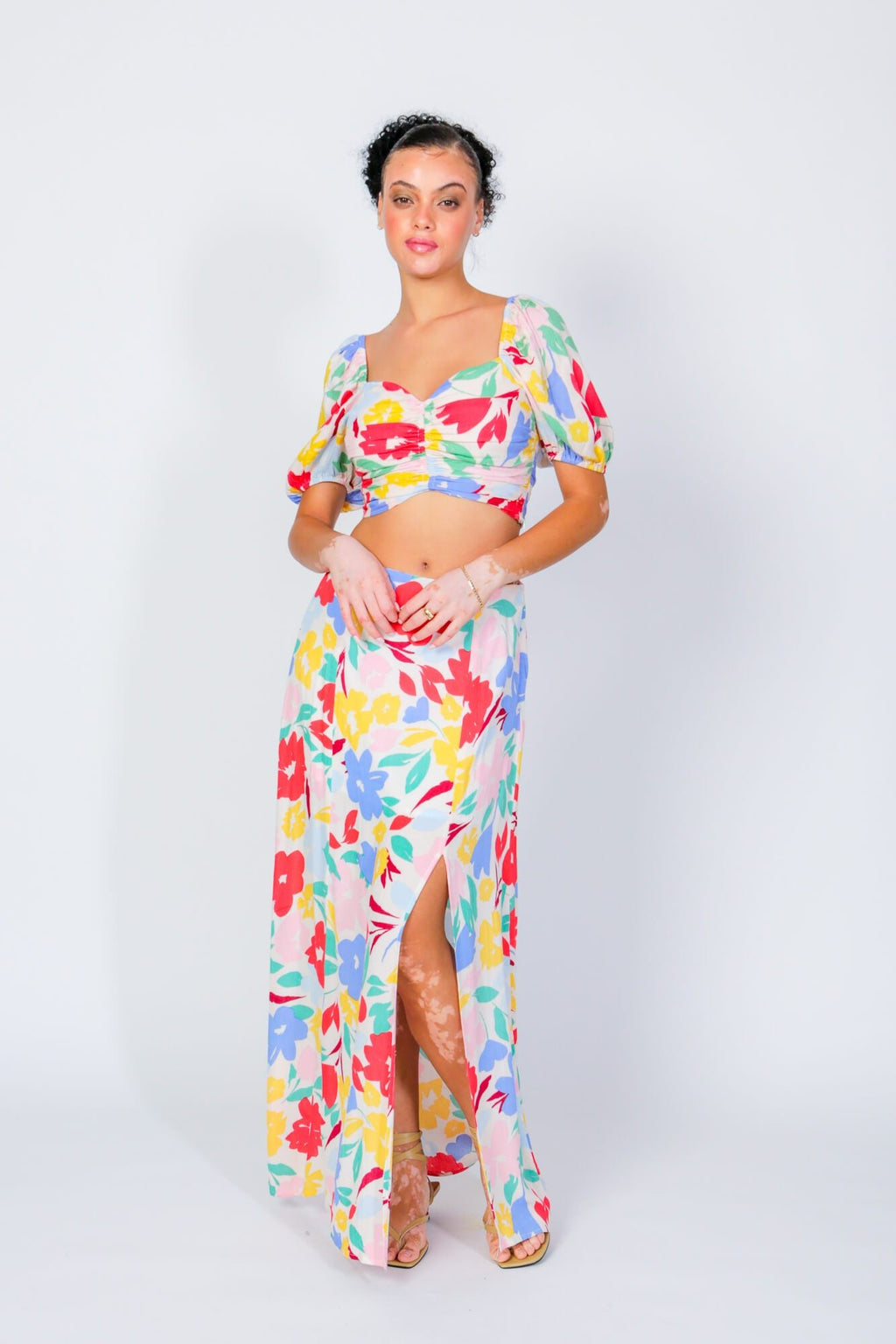 Buy Peaches & Herb Crop Top and Skirt Two Piece Set by LUVMEMORE