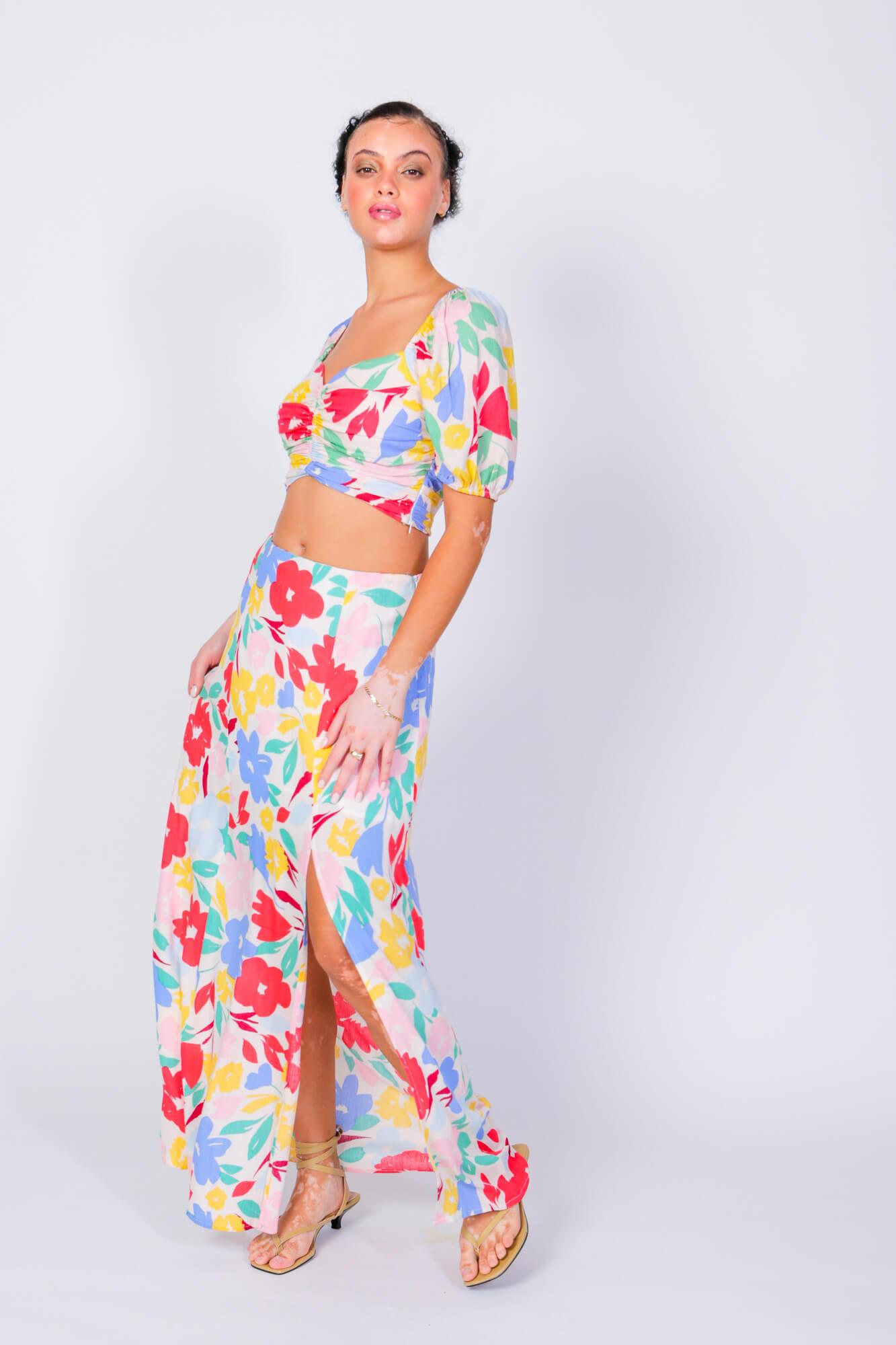 Buy Peaches & Herb Crop Top and Skirt Two Piece Set by LUVMEMORE