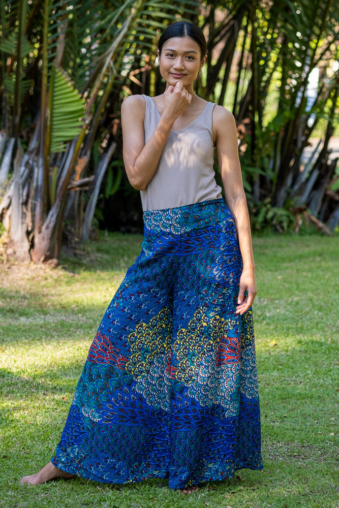 Buy Teal Ripple Palazzo Pants by Hippie Pants