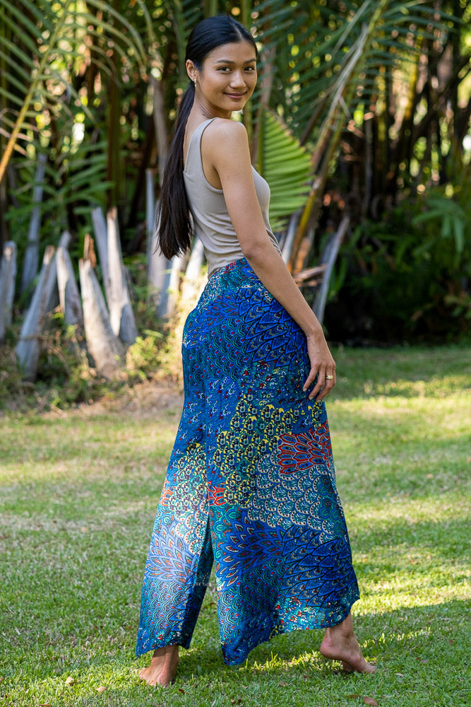 Buy Teal Ripple Palazzo Pants by Hippie Pants